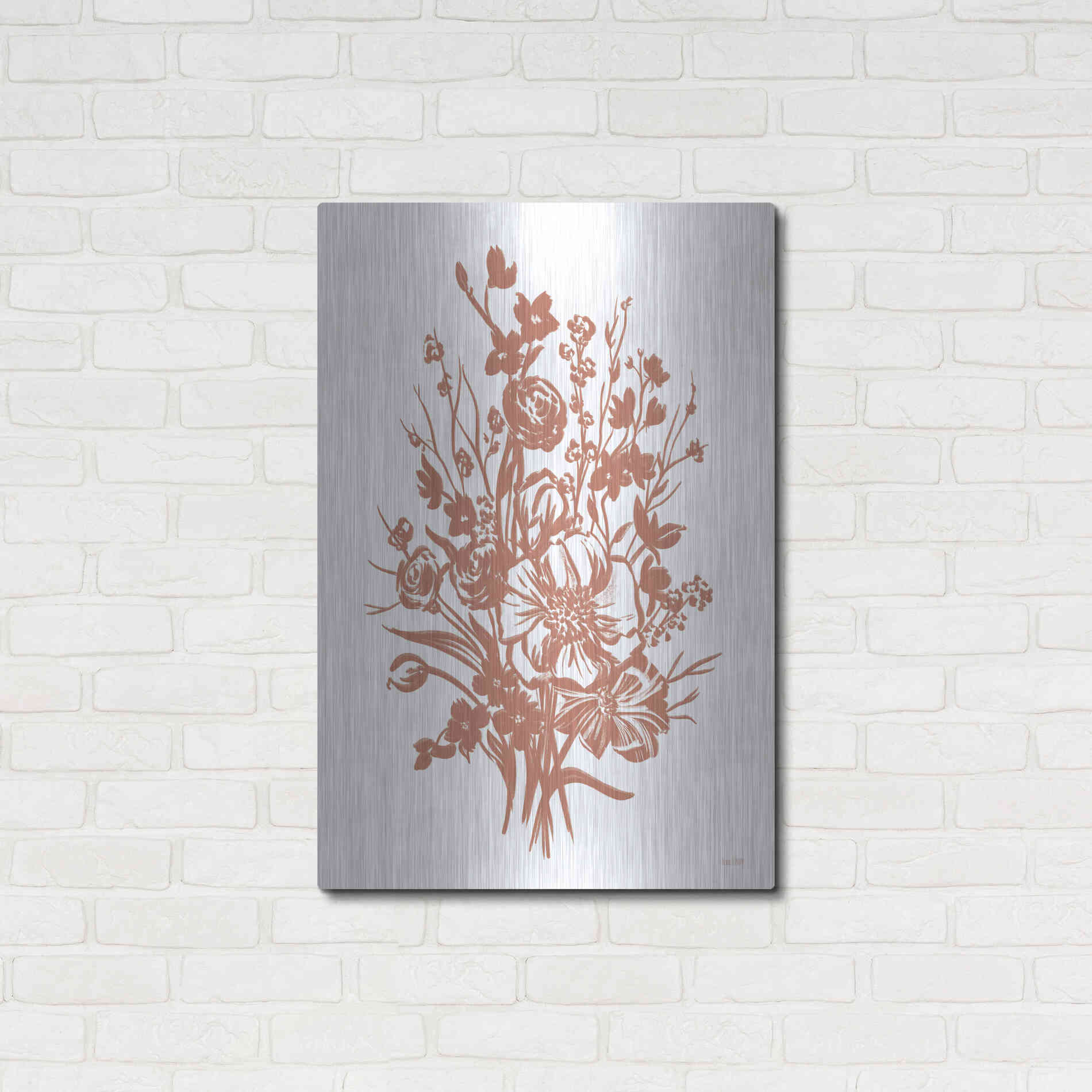 Luxe Metal Art 'Floral Blossoms' by House Fenway, Metal Wall Art,24x36