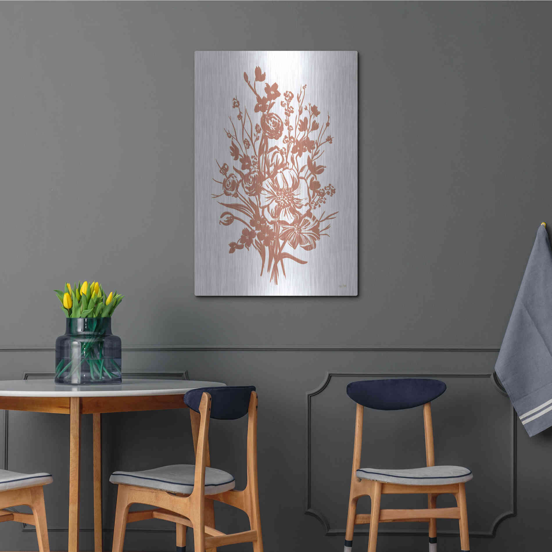 Luxe Metal Art 'Floral Blossoms' by House Fenway, Metal Wall Art,24x36