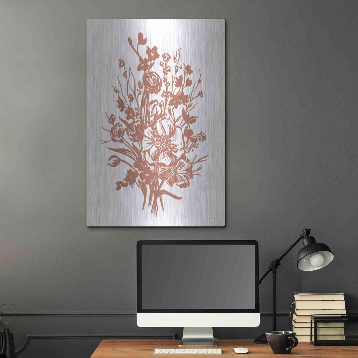 Luxe Metal Art 'Floral Blossoms' by House Fenway, Metal Wall Art,24x36