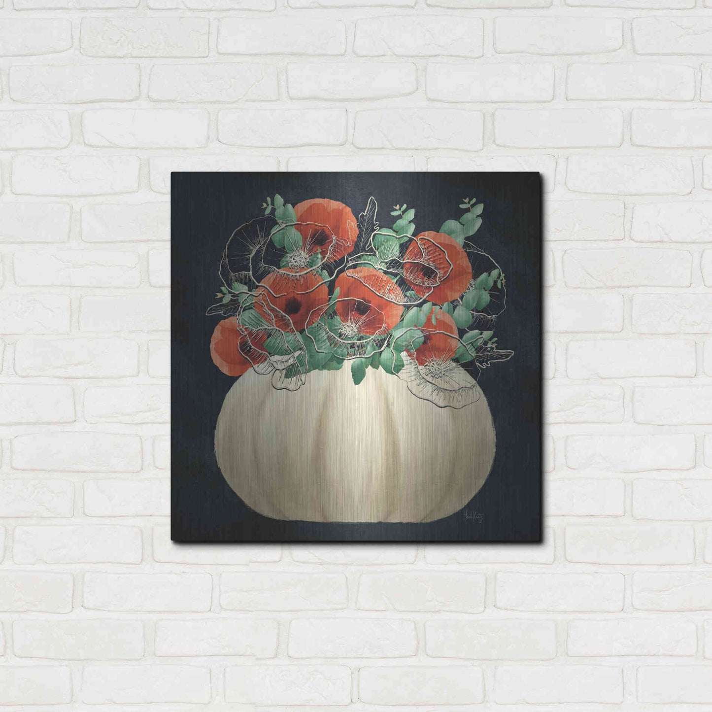 Luxe Metal Art 'Poppy Pumpkin' by Heidi Kuntz, Metal Wall Art,24x24