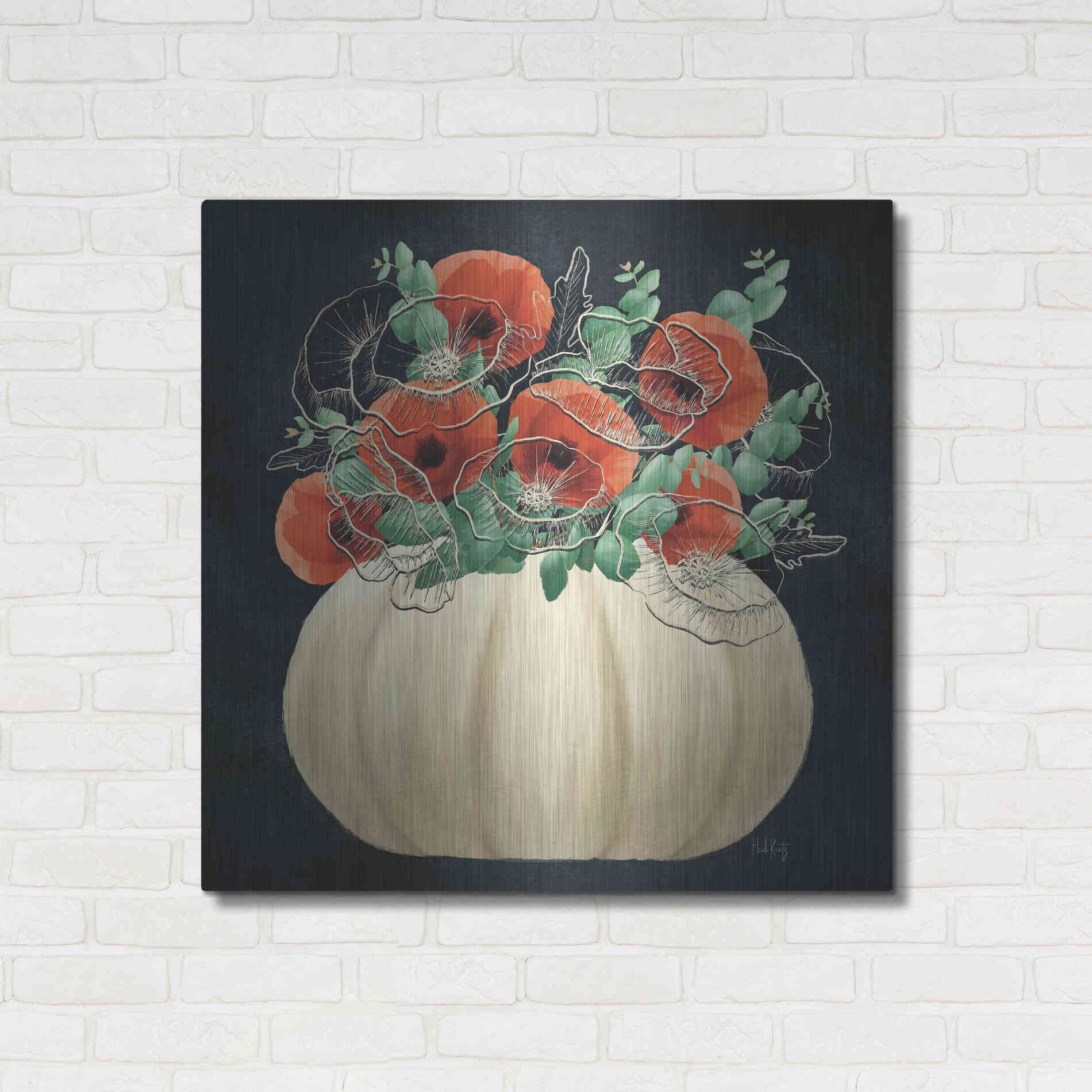 Luxe Metal Art 'Poppy Pumpkin' by Heidi Kuntz, Metal Wall Art,36x36