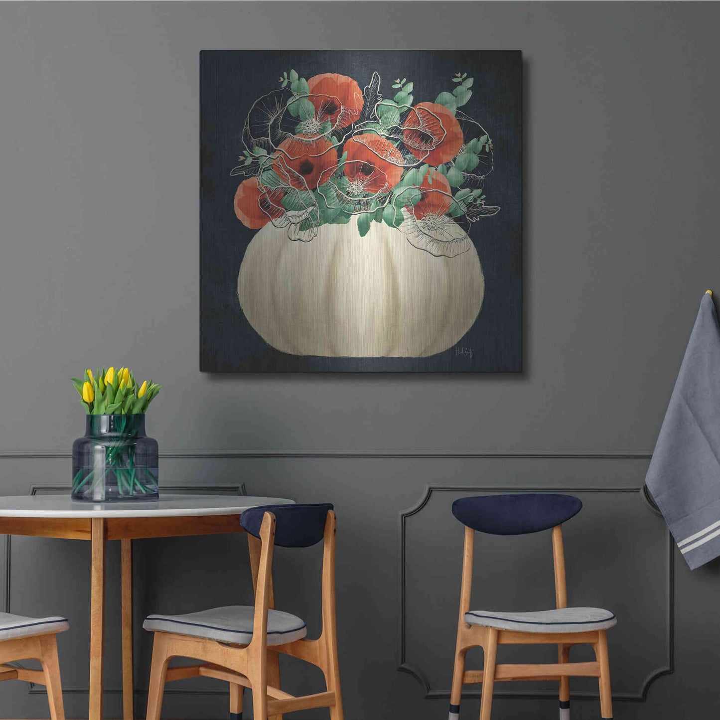Luxe Metal Art 'Poppy Pumpkin' by Heidi Kuntz, Metal Wall Art,36x36