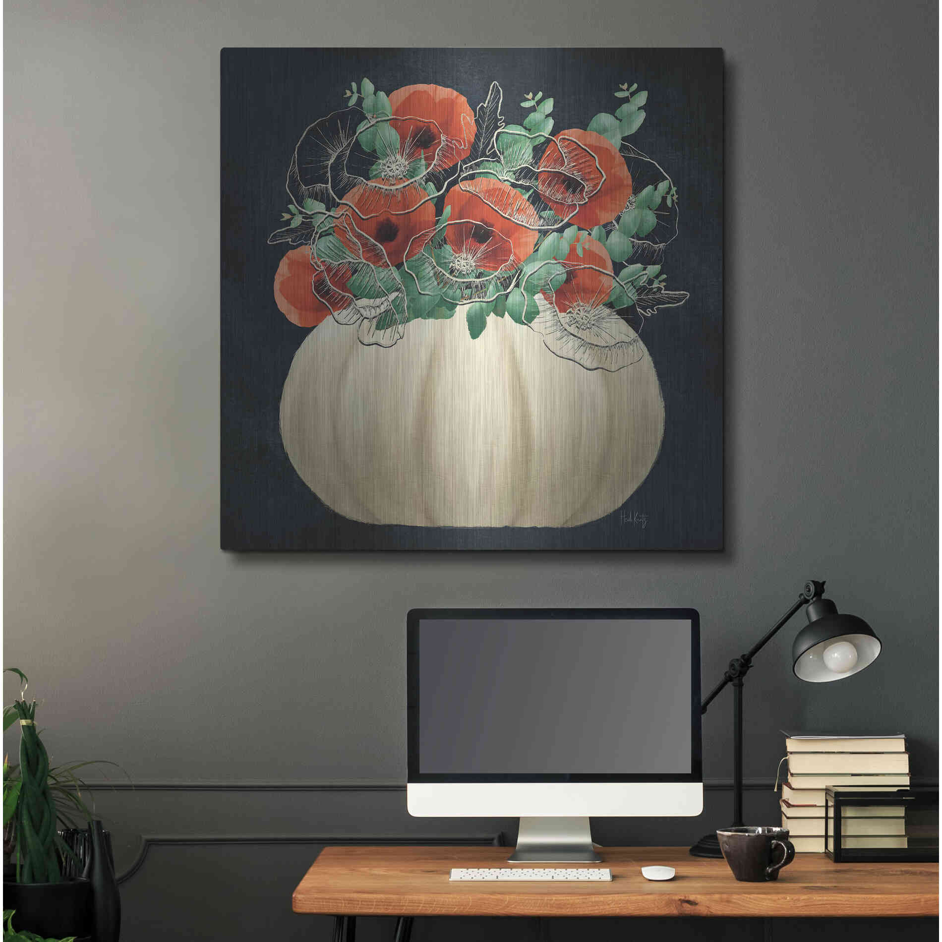 Luxe Metal Art 'Poppy Pumpkin' by Heidi Kuntz, Metal Wall Art,36x36
