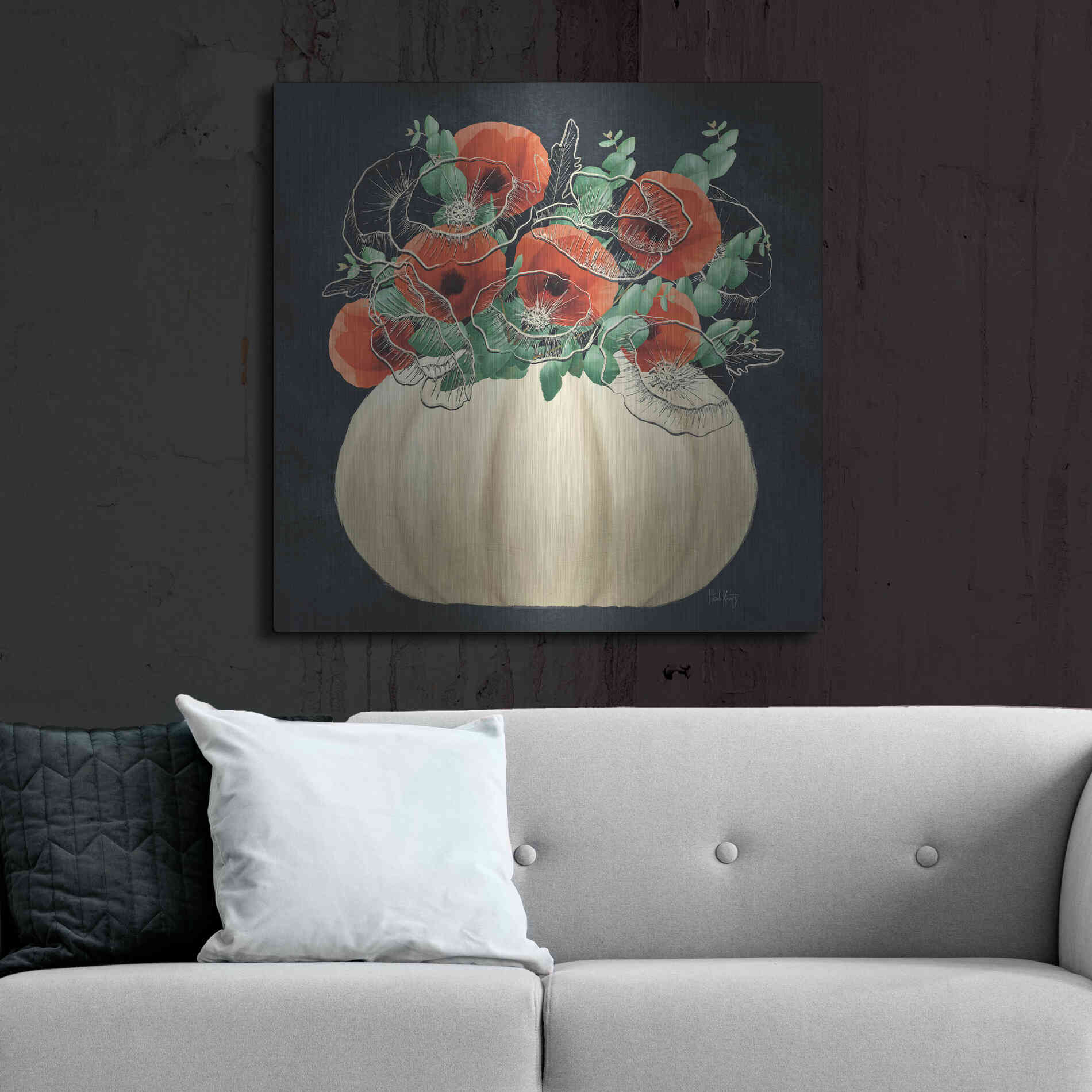 Luxe Metal Art 'Poppy Pumpkin' by Heidi Kuntz, Metal Wall Art,36x36