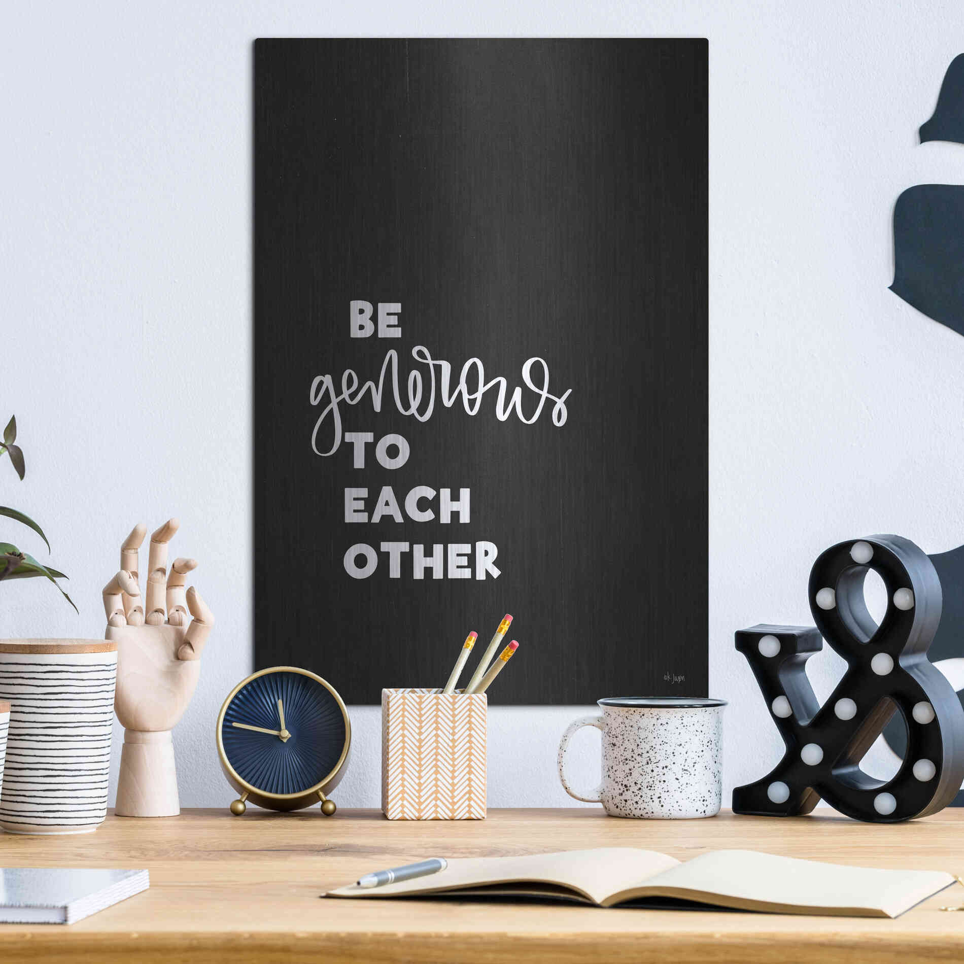 Luxe Metal Art 'Be Generous' by Jaxn Blvd., Metal Wall Art,12x16