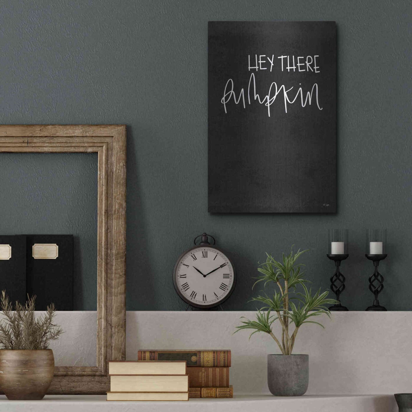 Luxe Metal Art 'Hey There Pumpkin' by Jaxn Blvd., Metal Wall Art,12x16