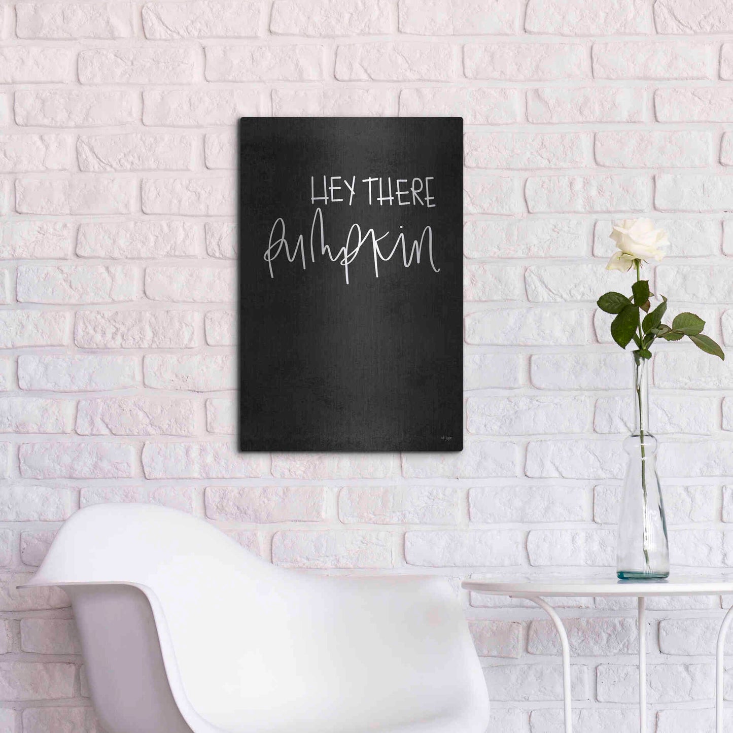 Luxe Metal Art 'Hey There Pumpkin' by Jaxn Blvd., Metal Wall Art,16x24