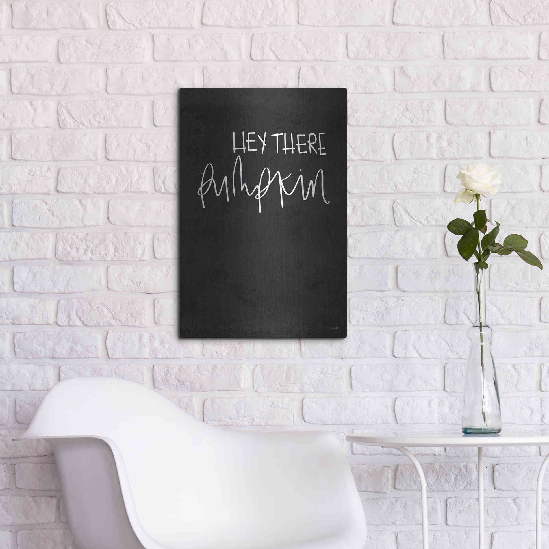 Luxe Metal Art 'Hey There Pumpkin' by Jaxn Blvd., Metal Wall Art,16x24