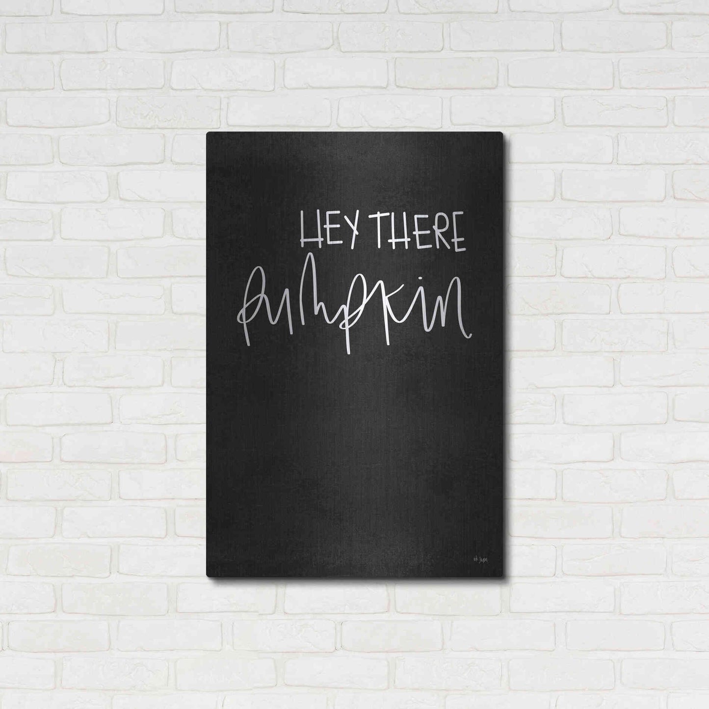 Luxe Metal Art 'Hey There Pumpkin' by Jaxn Blvd., Metal Wall Art,24x36