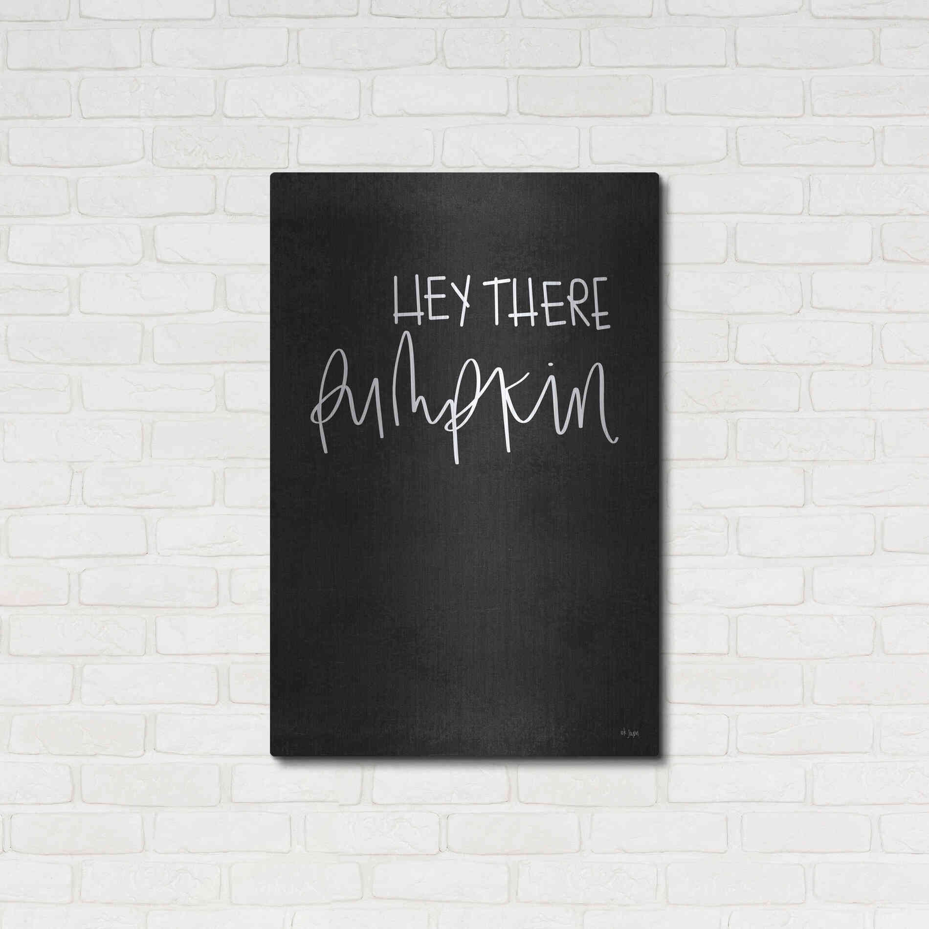 Luxe Metal Art 'Hey There Pumpkin' by Jaxn Blvd., Metal Wall Art,24x36