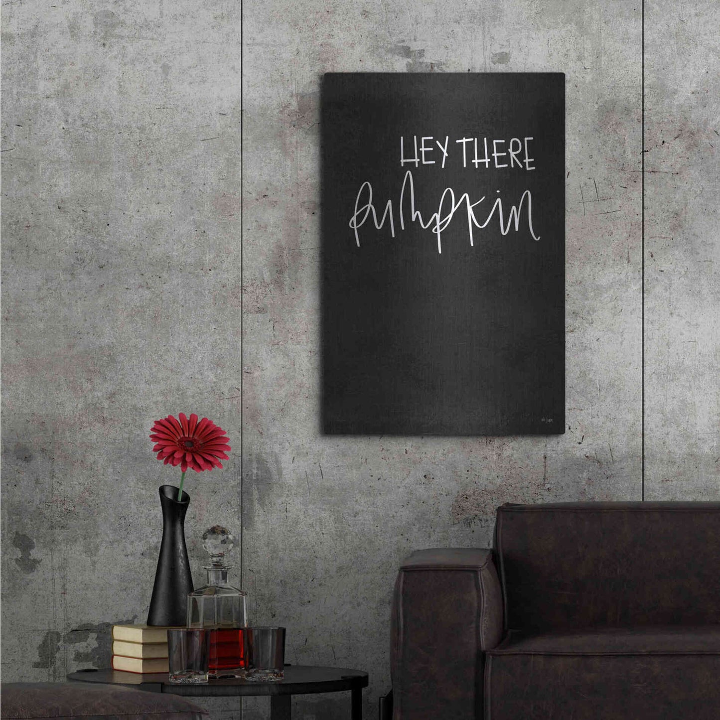 Luxe Metal Art 'Hey There Pumpkin' by Jaxn Blvd., Metal Wall Art,24x36