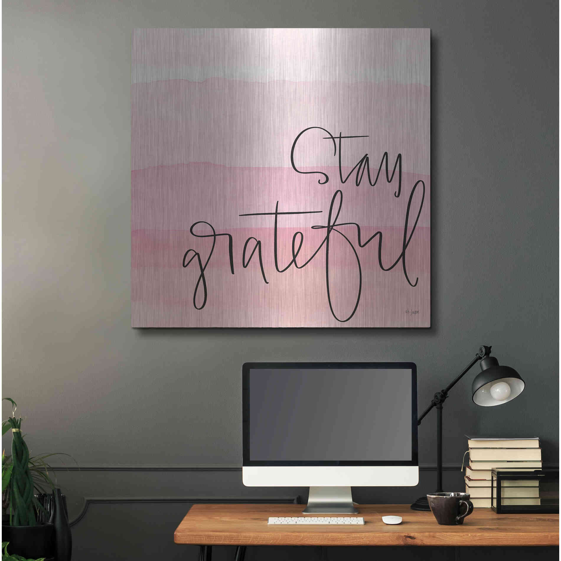 Luxe Metal Art 'Stay Grateful   ' by Jaxn Blvd., Metal Wall Art,36x36