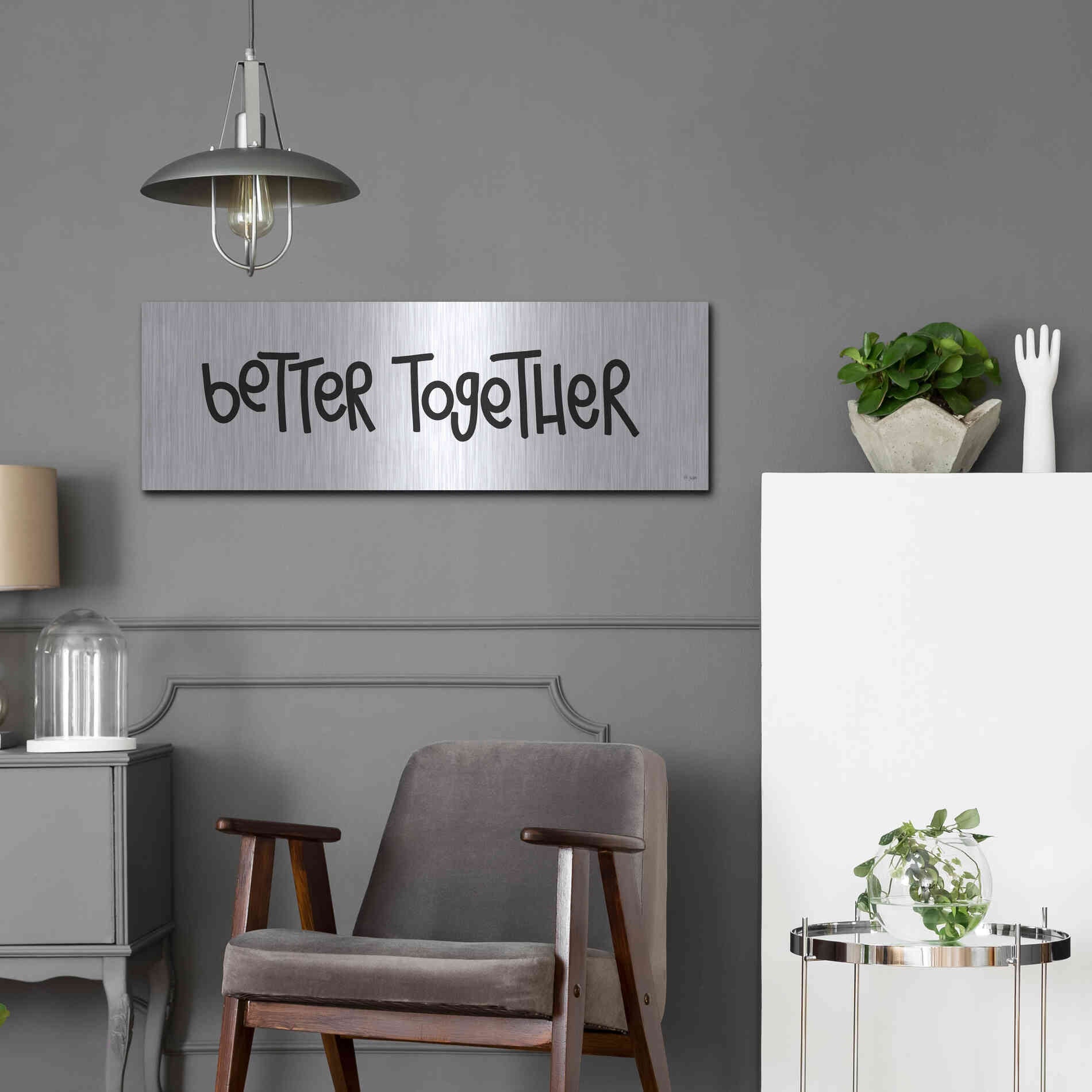 Luxe Metal Art 'Better Together' by Jaxn Blvd., Metal Wall Art,36x12