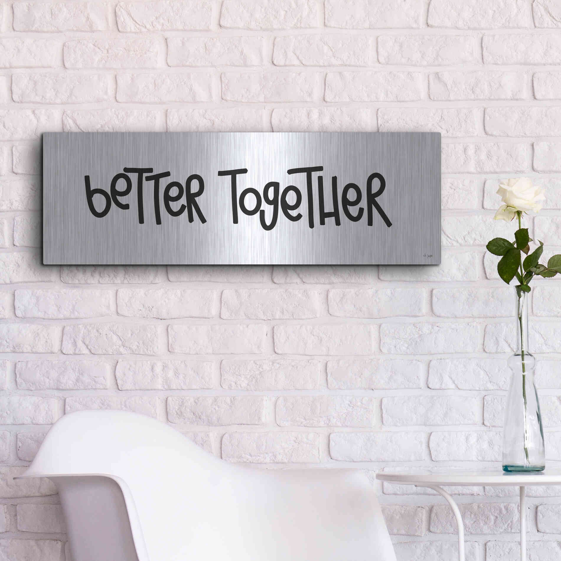 Luxe Metal Art 'Better Together' by Jaxn Blvd., Metal Wall Art,36x12