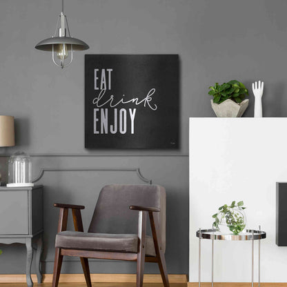 Luxe Metal Art 'Eat, Drink, Enjoy   ' by Jaxn Blvd., Metal Wall Art,24x24