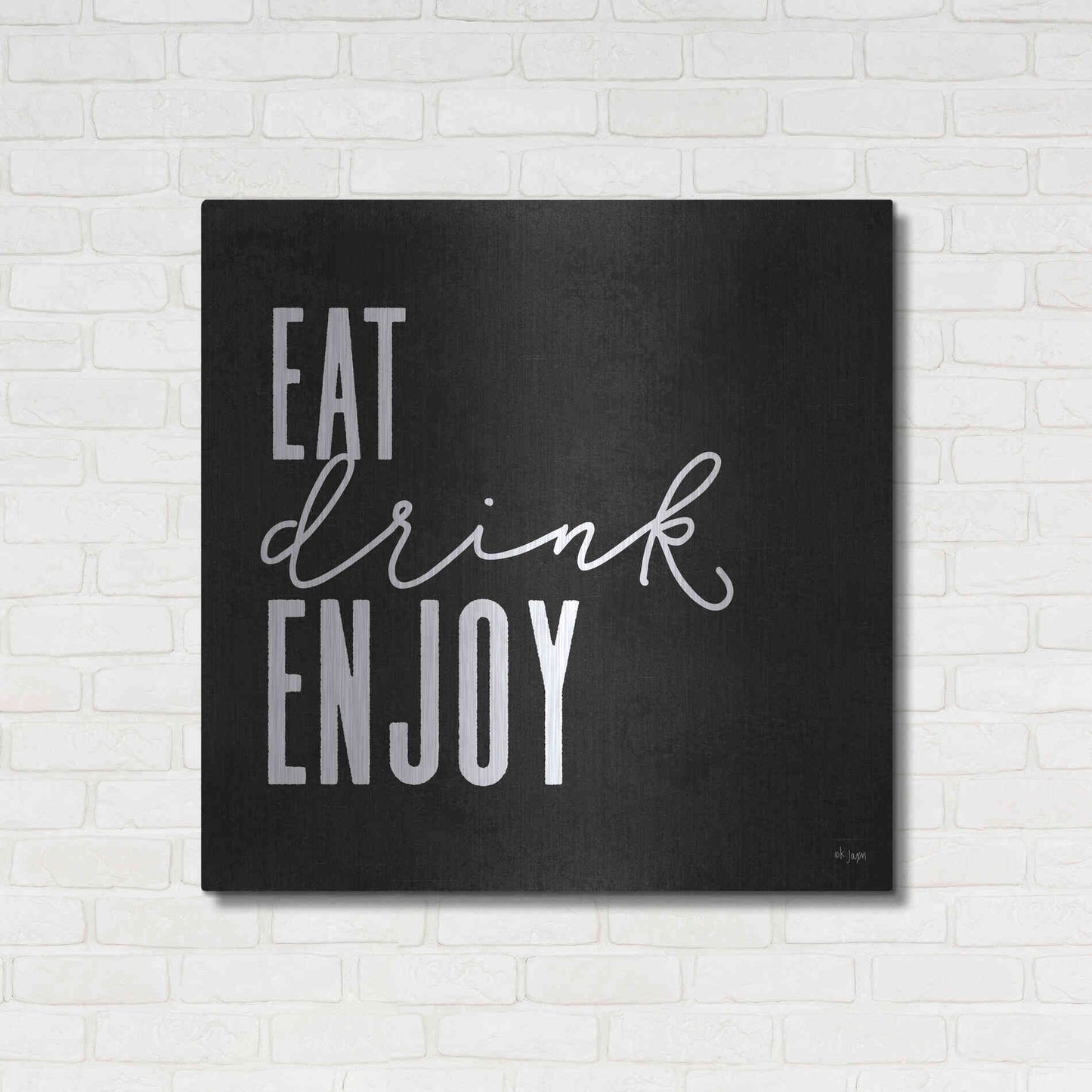Luxe Metal Art 'Eat, Drink, Enjoy   ' by Jaxn Blvd., Metal Wall Art,36x36