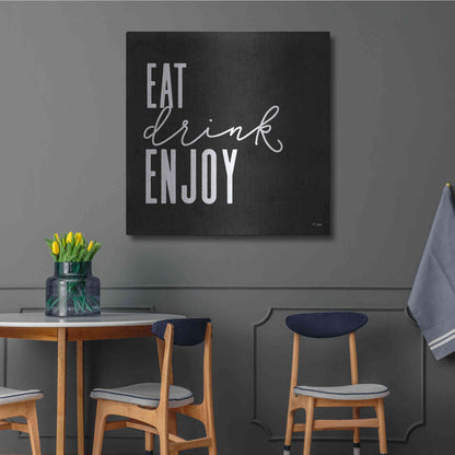 Luxe Metal Art 'Eat, Drink, Enjoy   ' by Jaxn Blvd., Metal Wall Art,36x36