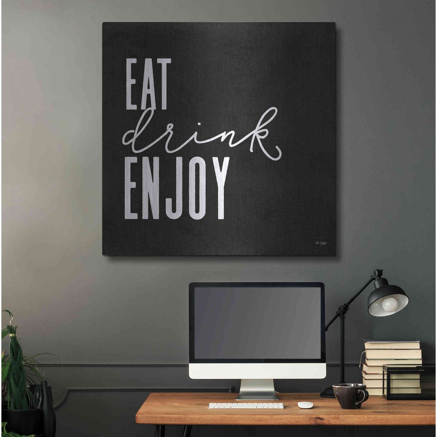 Luxe Metal Art 'Eat, Drink, Enjoy   ' by Jaxn Blvd., Metal Wall Art,36x36