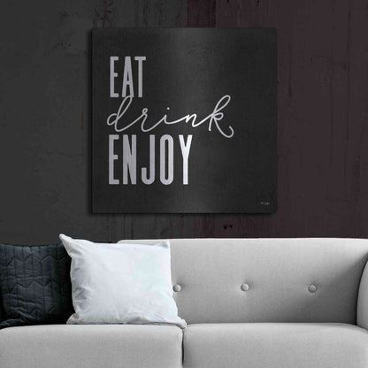 Luxe Metal Art 'Eat, Drink, Enjoy   ' by Jaxn Blvd., Metal Wall Art,36x36