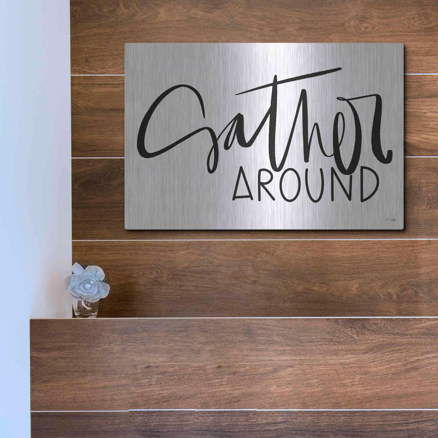 Luxe Metal Art 'Gather Around   ' by Jaxn Blvd., Metal Wall Art,16x12