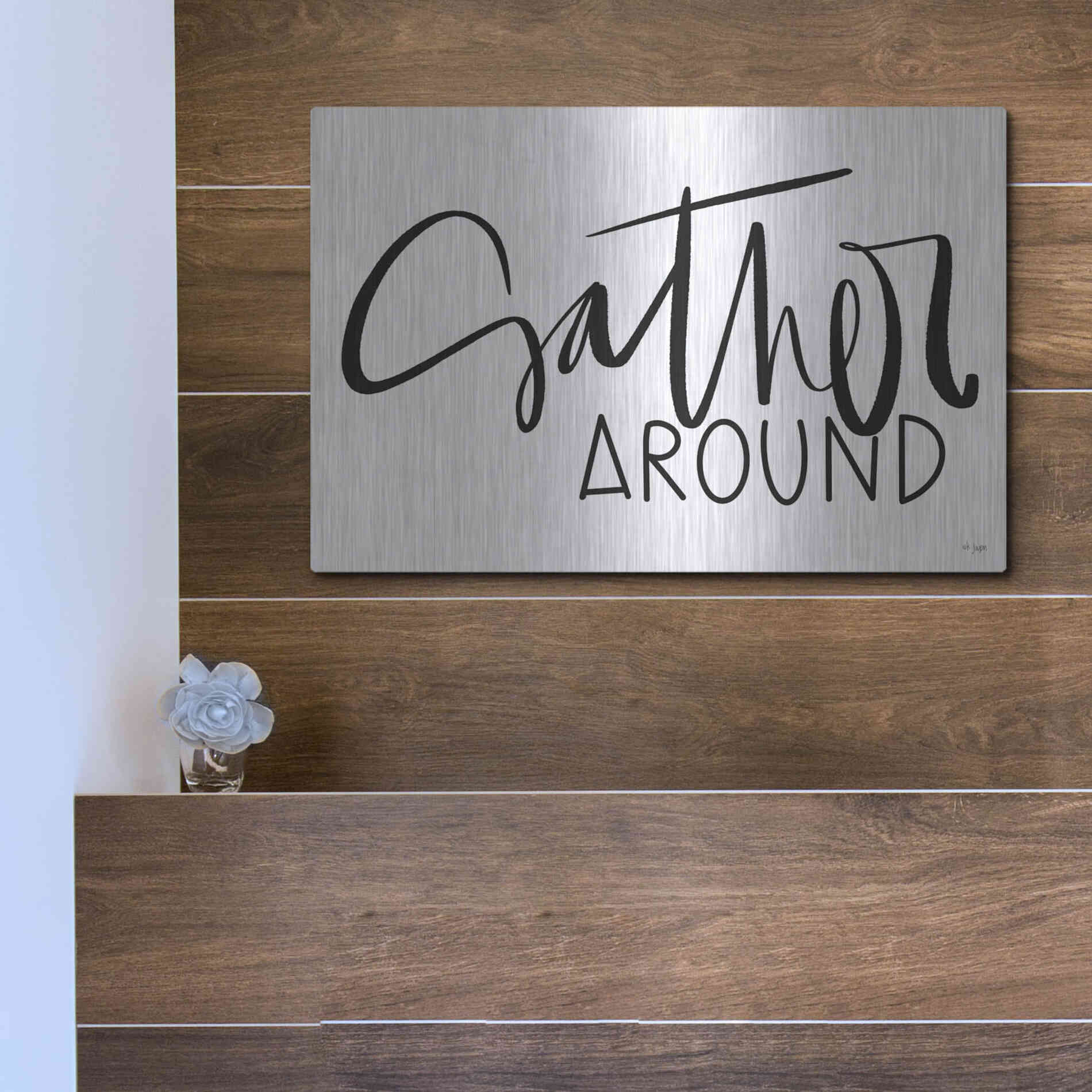 Luxe Metal Art 'Gather Around   ' by Jaxn Blvd., Metal Wall Art,16x12