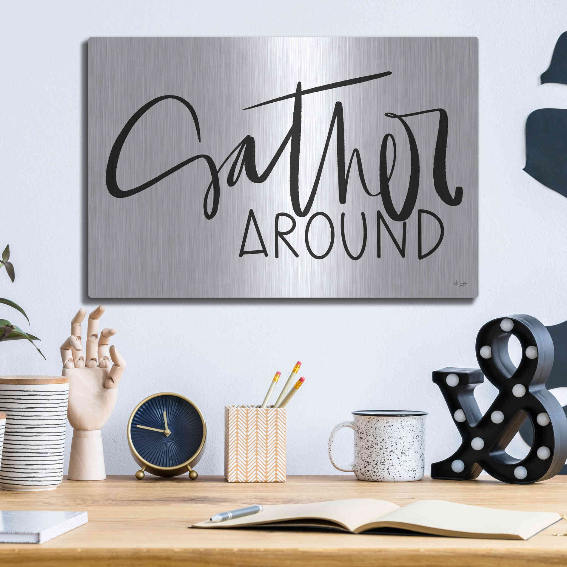 Luxe Metal Art 'Gather Around   ' by Jaxn Blvd., Metal Wall Art,16x12