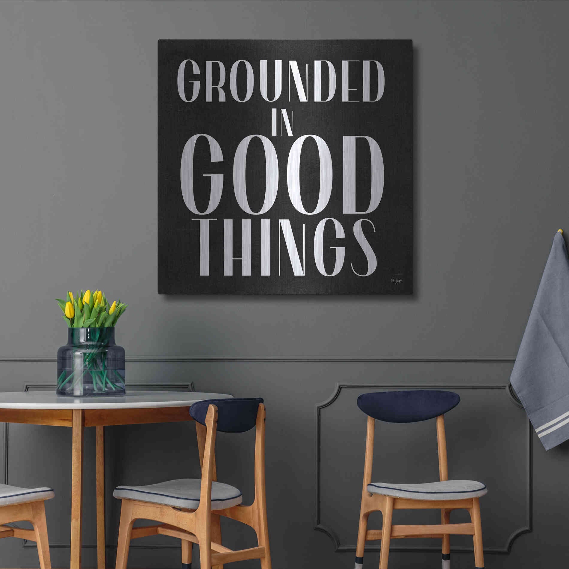 Luxe Metal Art 'Grounded in Good Things' by Jaxn Blvd., Metal Wall Art,36x36