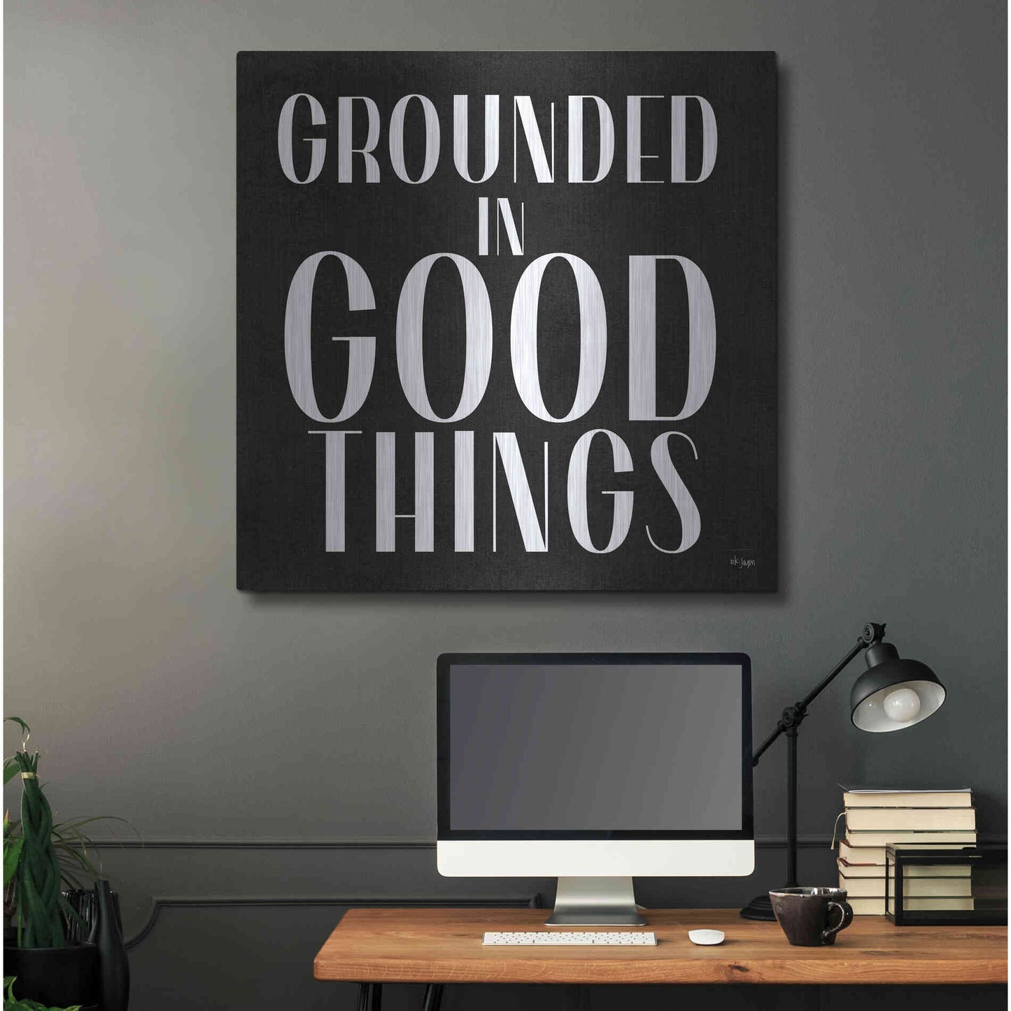 Luxe Metal Art 'Grounded in Good Things' by Jaxn Blvd., Metal Wall Art,36x36