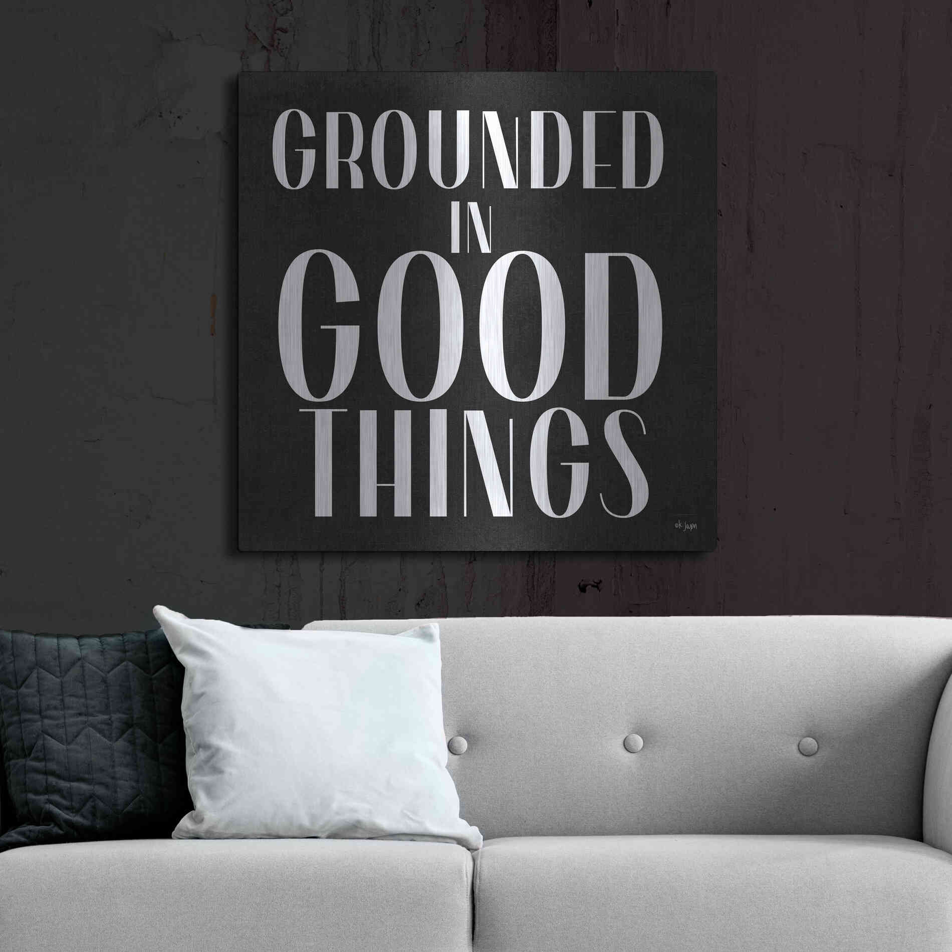 Luxe Metal Art 'Grounded in Good Things' by Jaxn Blvd., Metal Wall Art,36x36