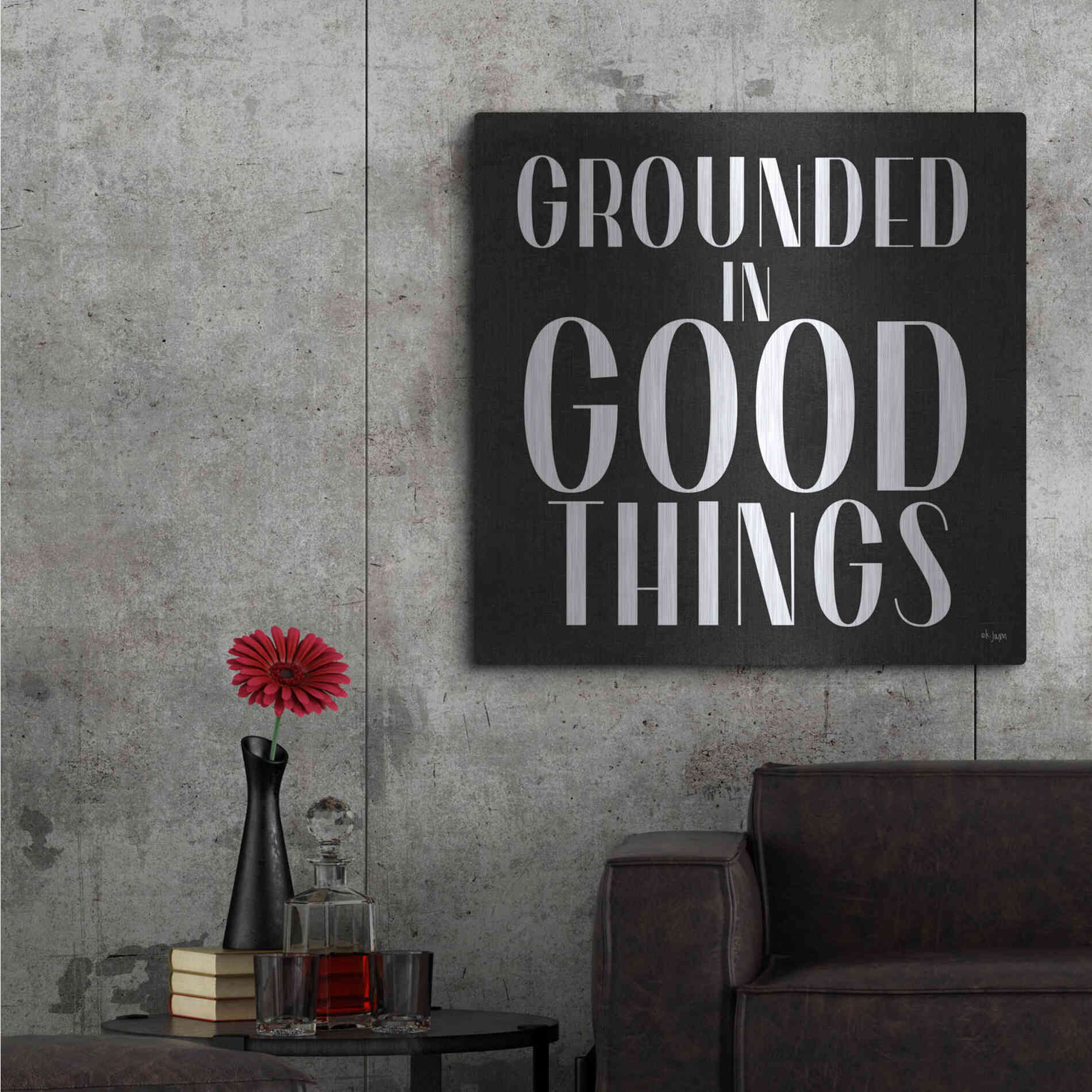 Luxe Metal Art 'Grounded in Good Things' by Jaxn Blvd., Metal Wall Art,36x36