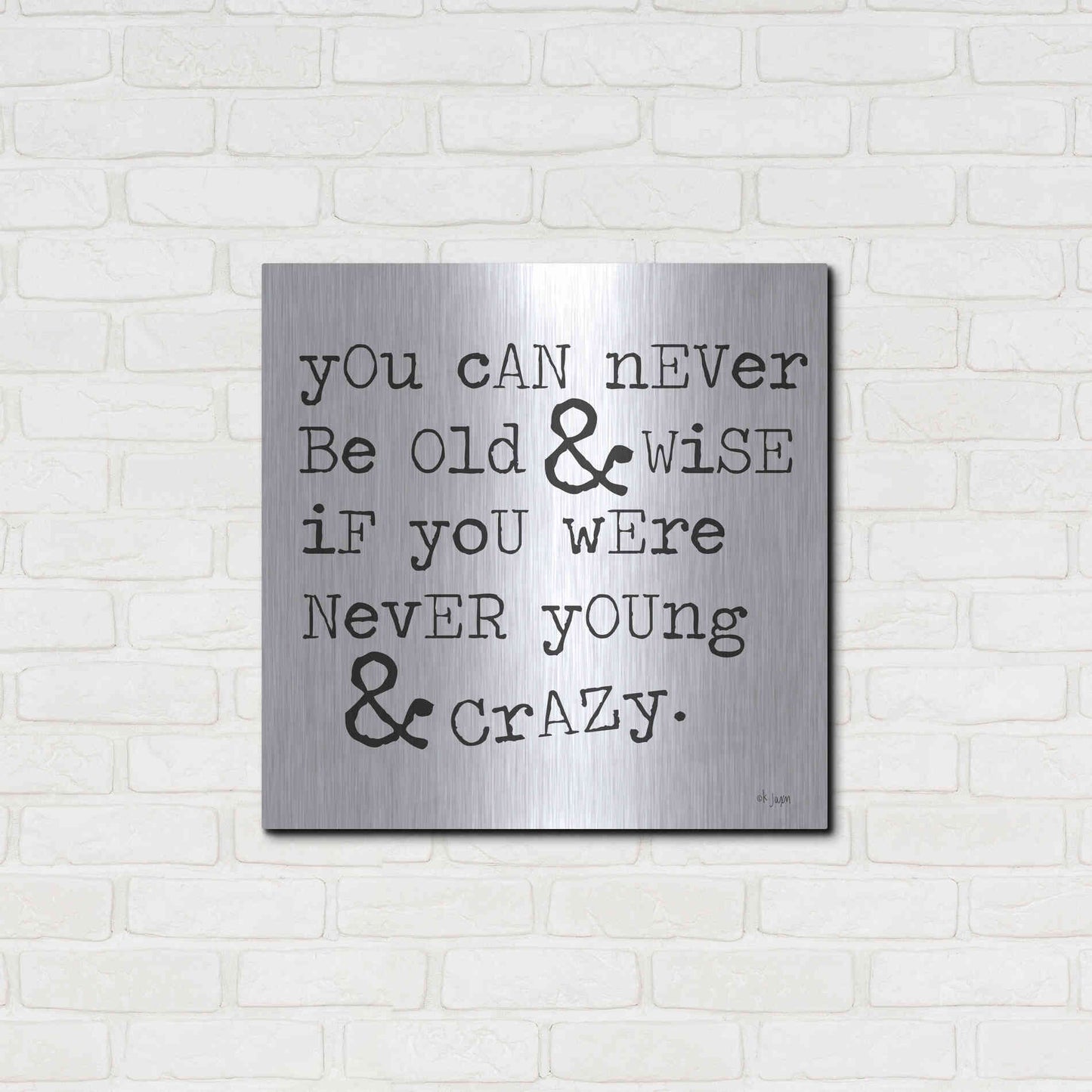 Luxe Metal Art 'Young & Crazy   ' by Jaxn Blvd., Metal Wall Art,24x24