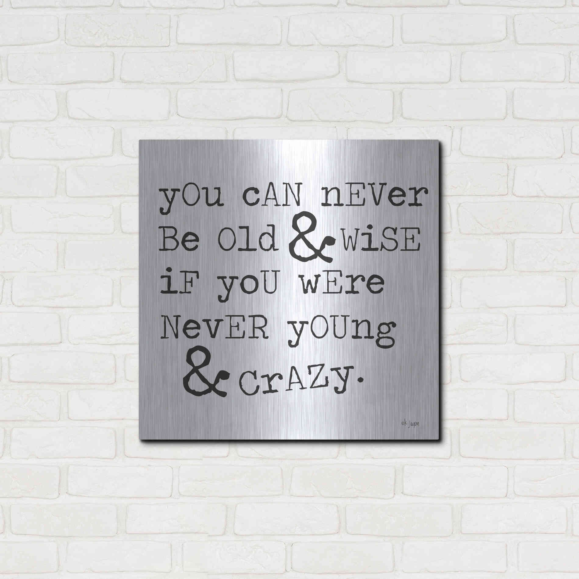 Luxe Metal Art 'Young & Crazy   ' by Jaxn Blvd., Metal Wall Art,24x24