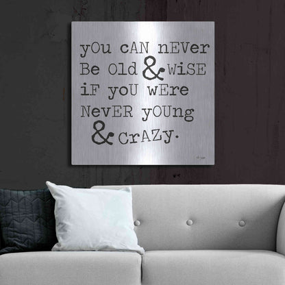 Luxe Metal Art 'Young & Crazy   ' by Jaxn Blvd., Metal Wall Art,36x36