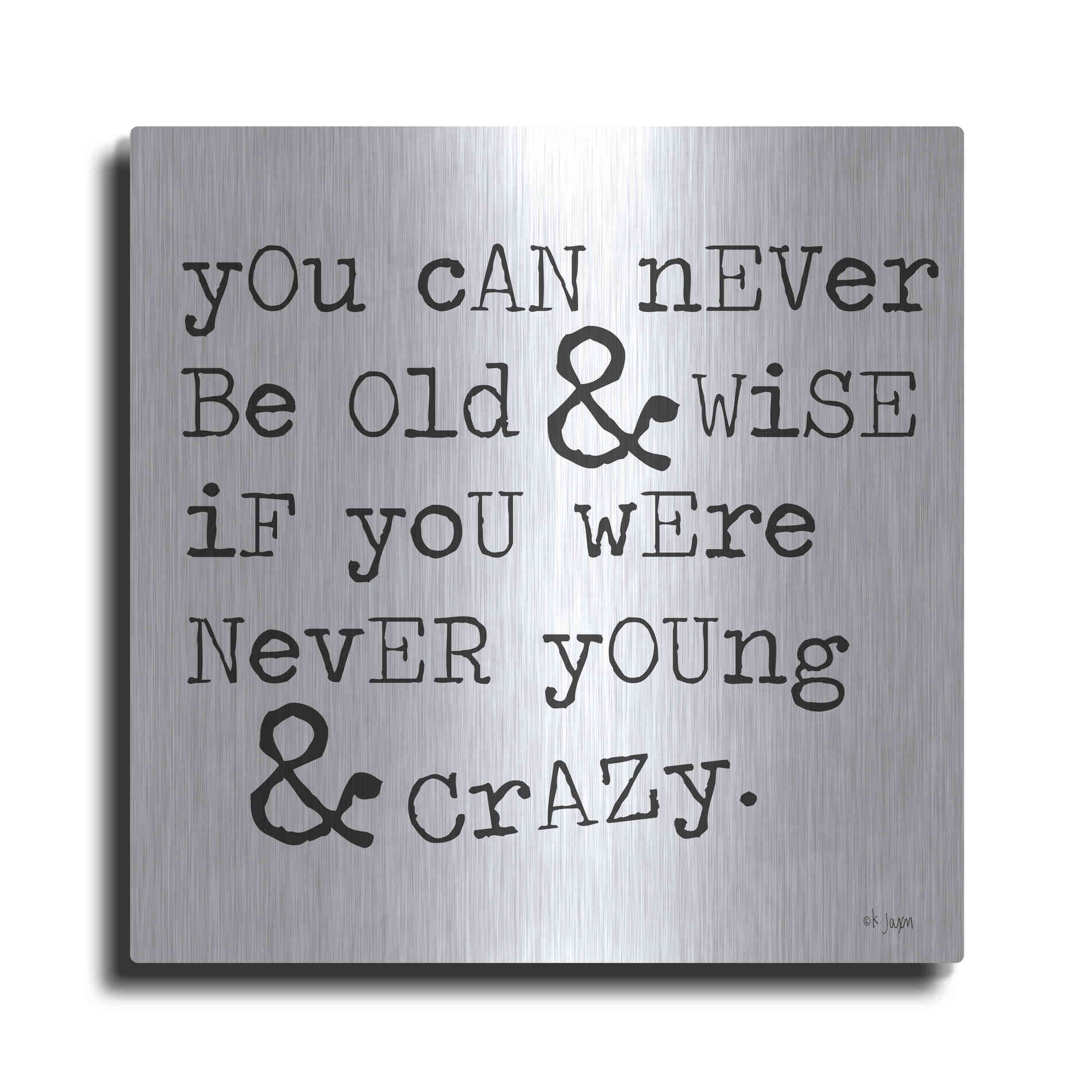 Luxe Metal Art 'Young & Crazy   ' by Jaxn Blvd., Metal Wall Art