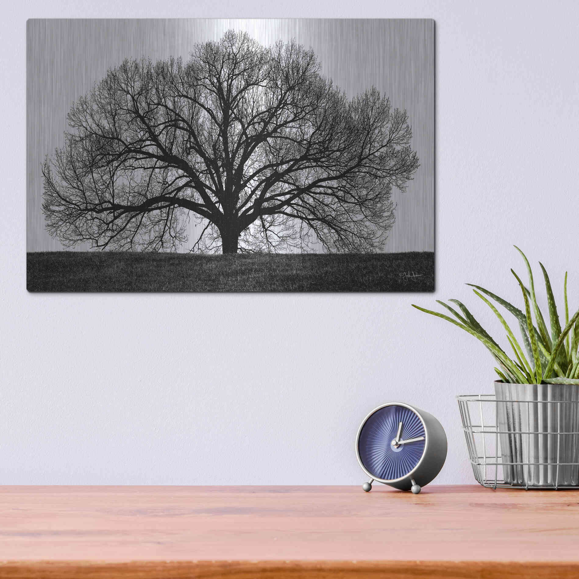 Luxe Metal Art 'The Tree' by John Jones, Metal Wall Art,16x12