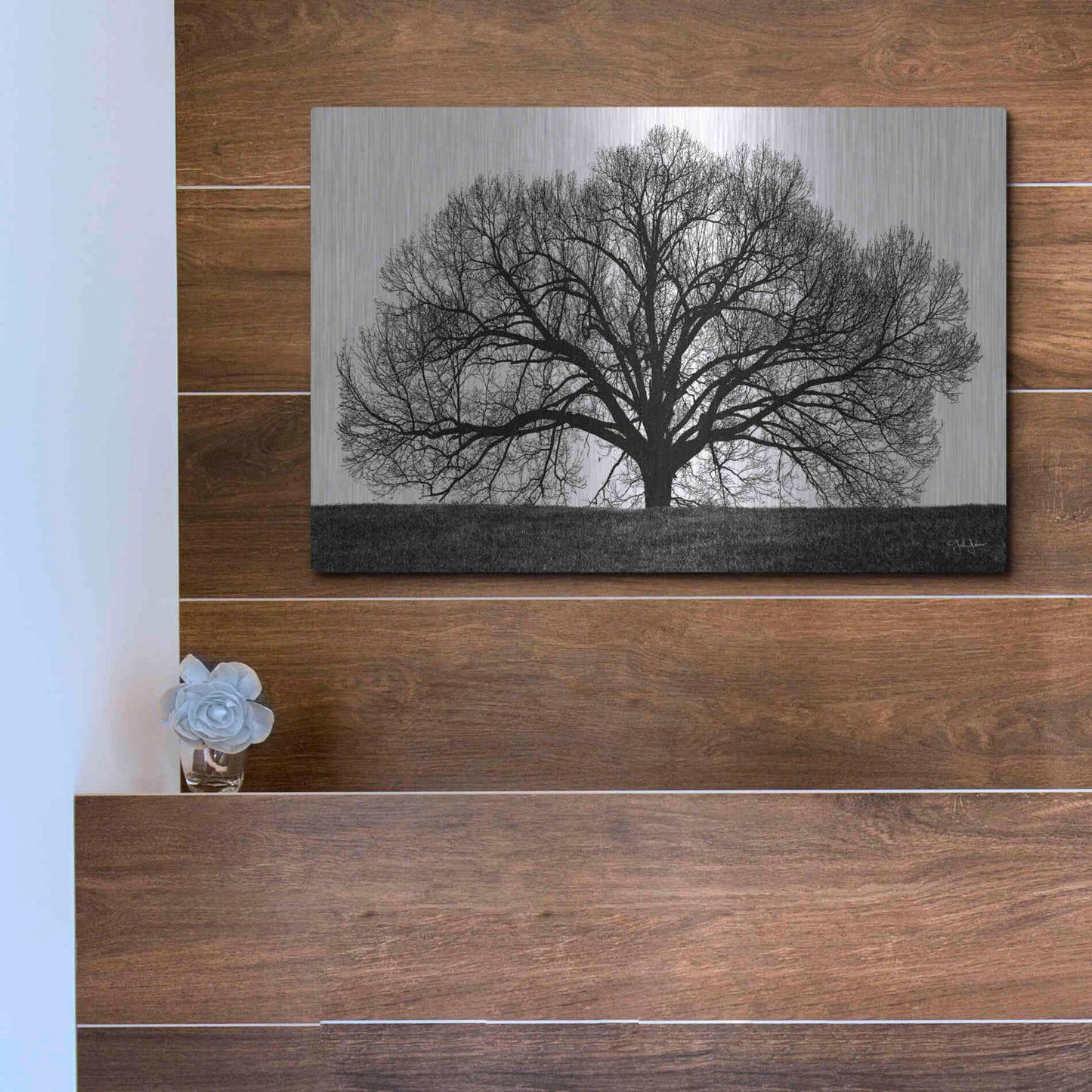 Luxe Metal Art 'The Tree' by John Jones, Metal Wall Art,16x12