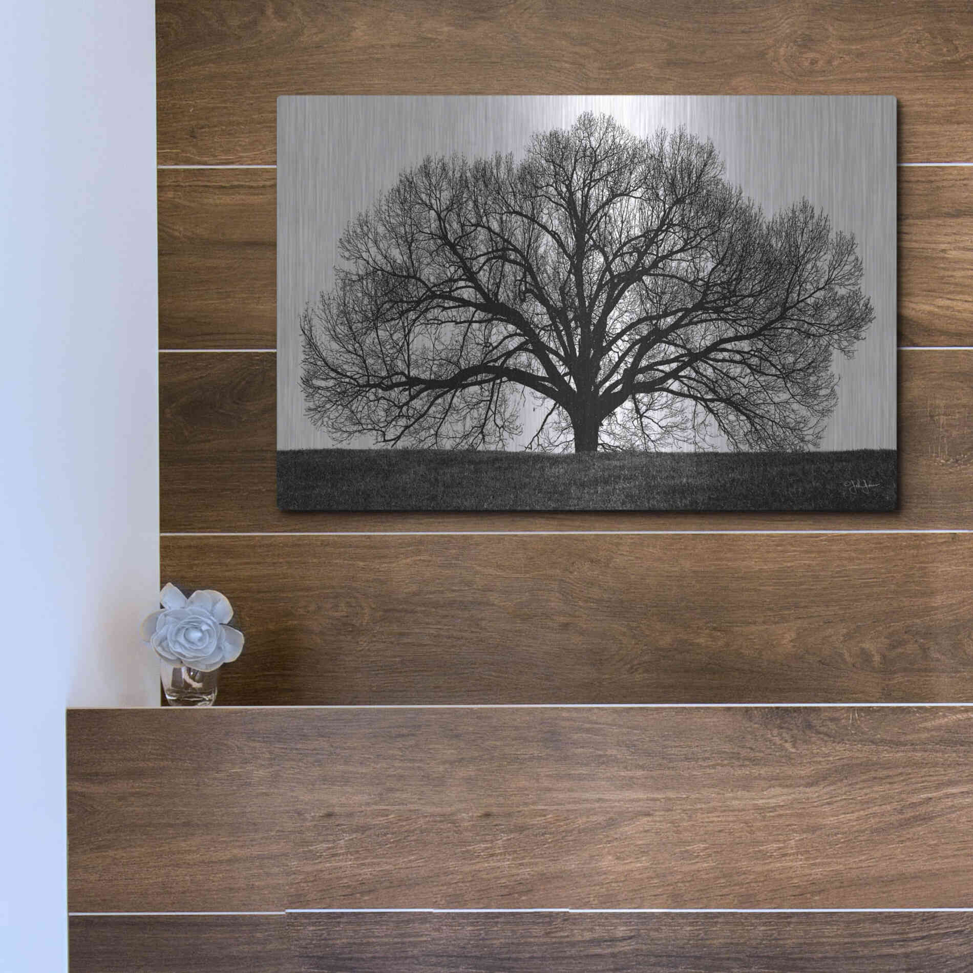 Luxe Metal Art 'The Tree' by John Jones, Metal Wall Art,16x12