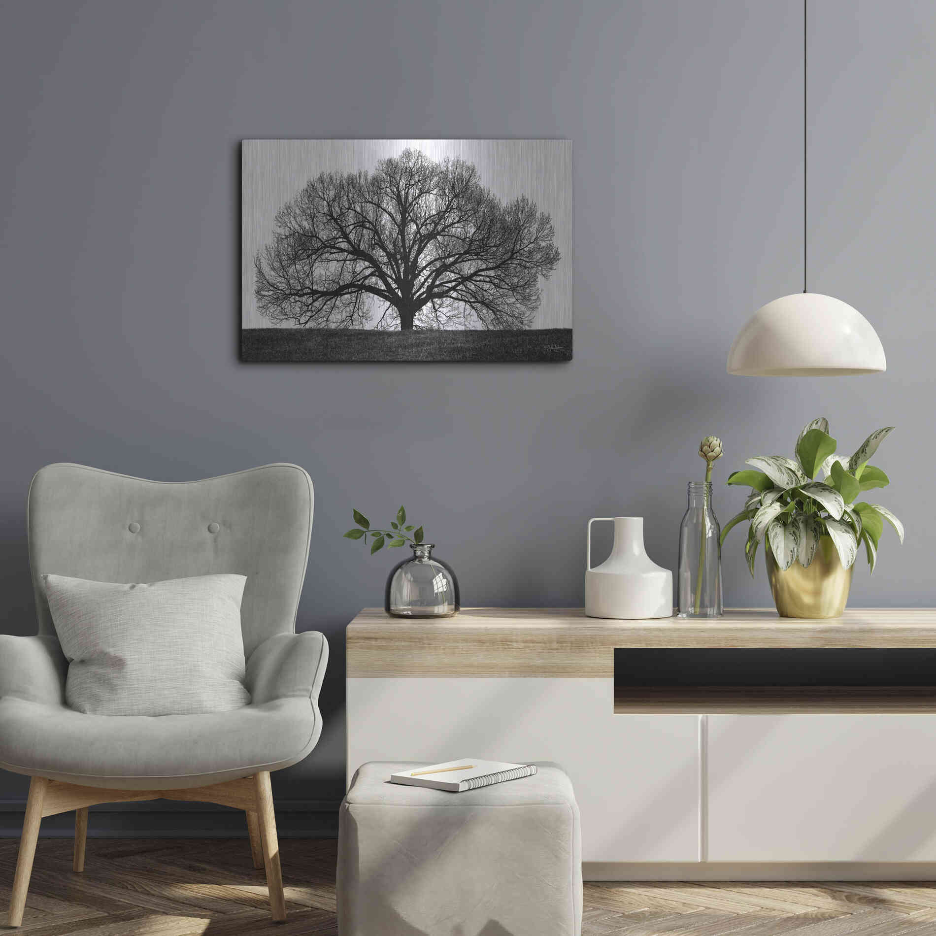 Luxe Metal Art 'The Tree' by John Jones, Metal Wall Art,24x16