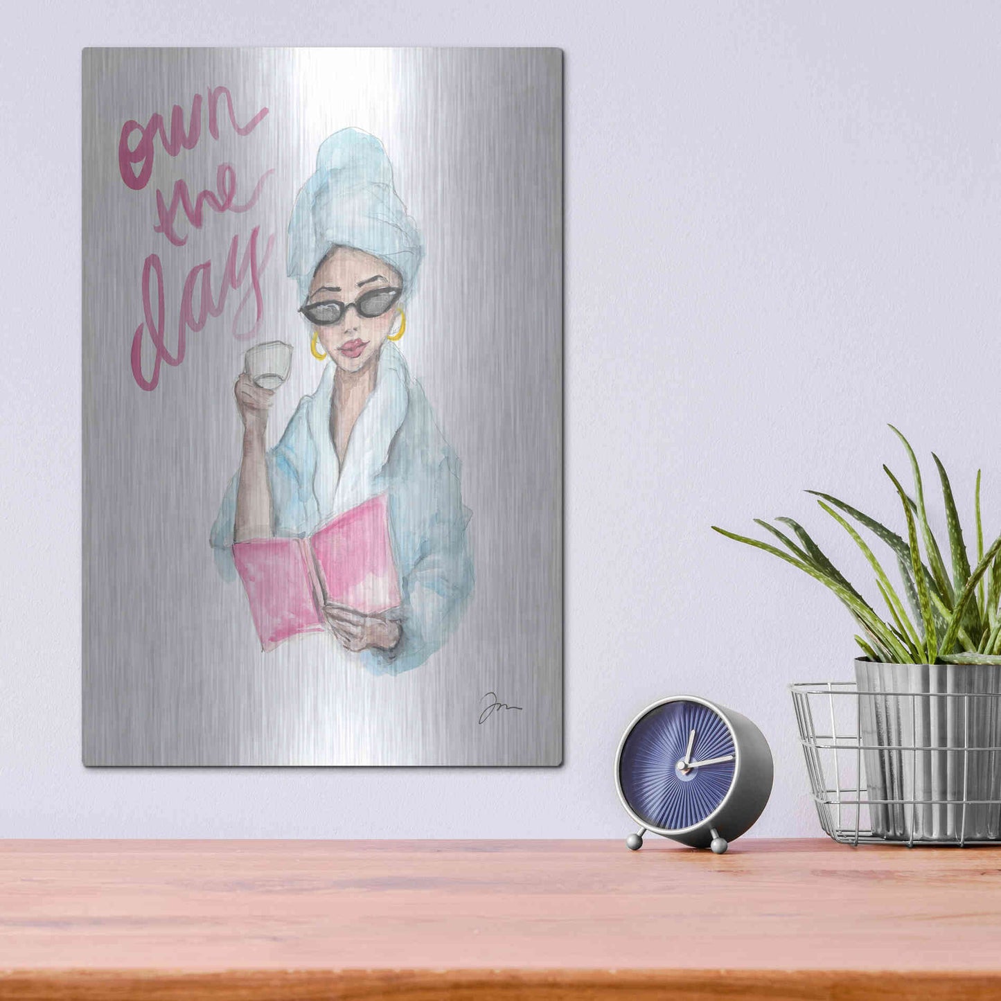 Luxe Metal Art 'Own the Day   ' by Jessica Mingo, Metal Wall Art,12x16