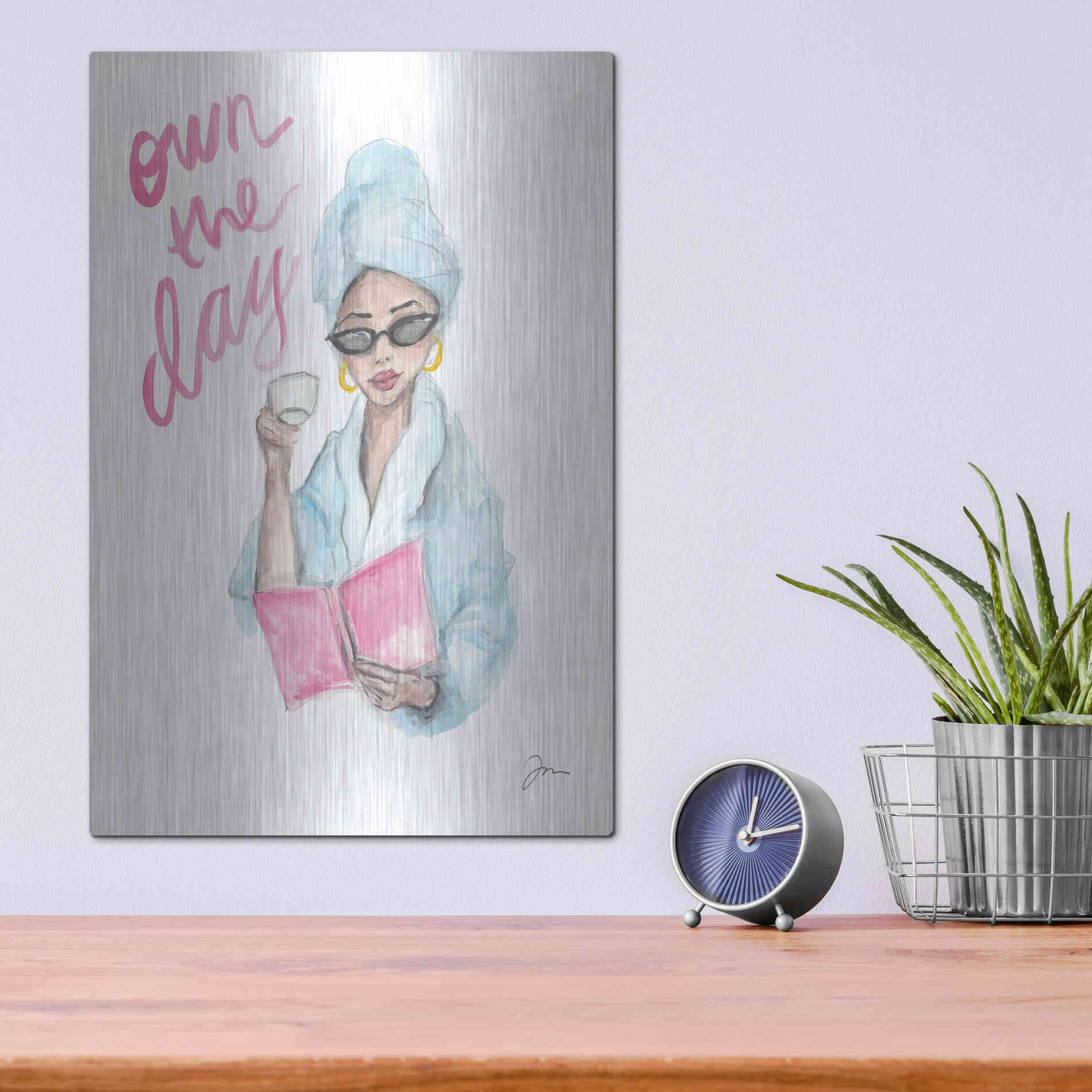 Luxe Metal Art 'Own the Day   ' by Jessica Mingo, Metal Wall Art,12x16