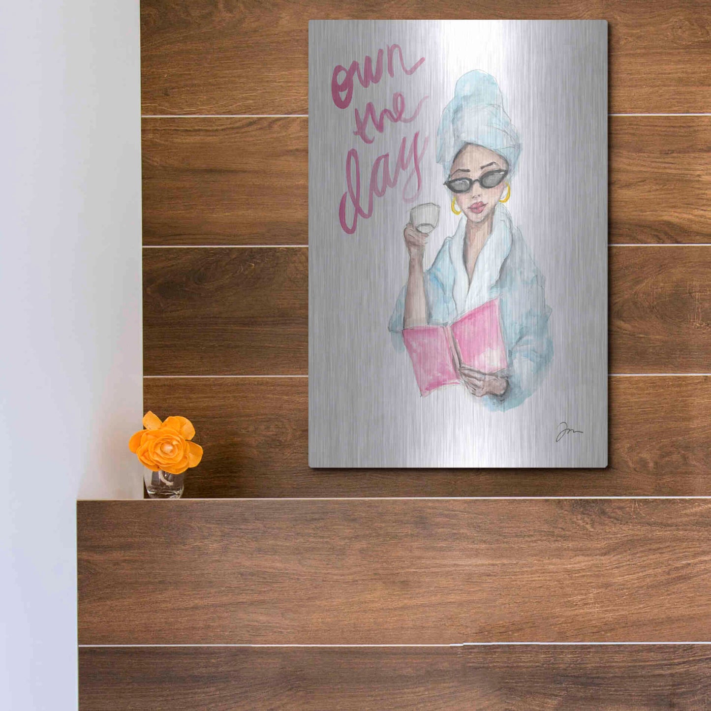 Luxe Metal Art 'Own the Day   ' by Jessica Mingo, Metal Wall Art,12x16