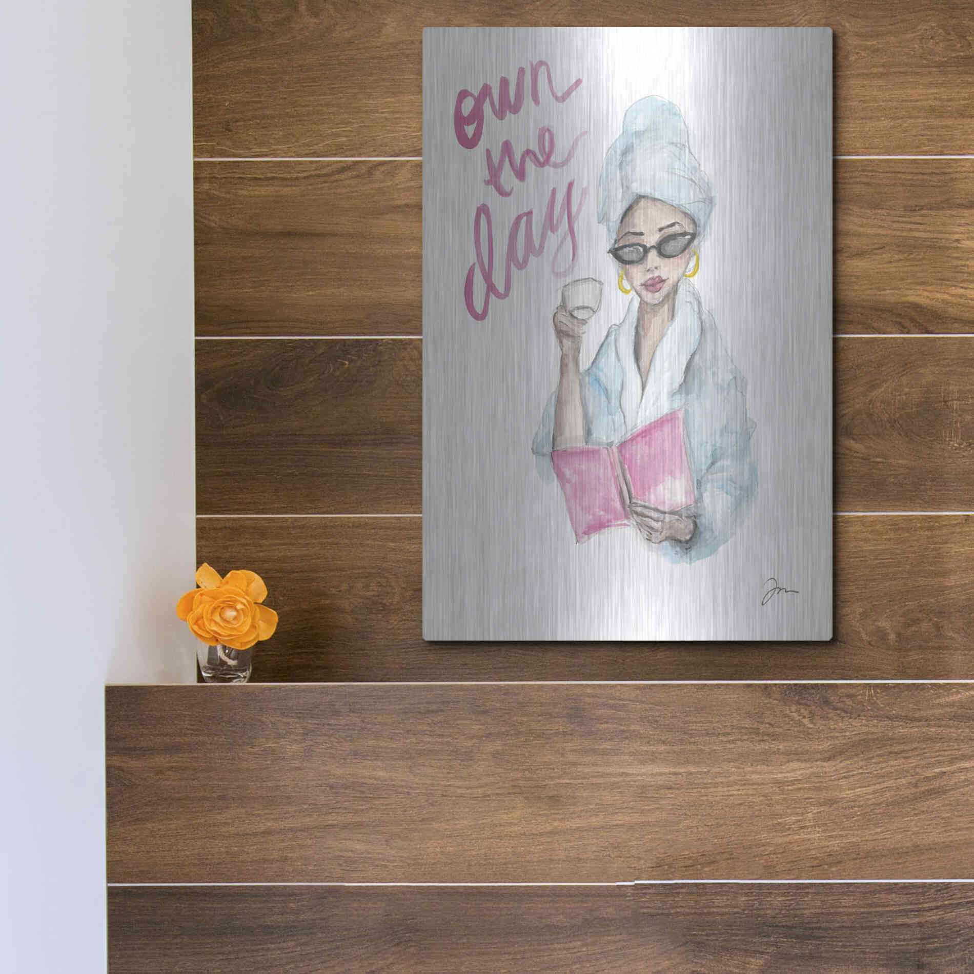 Luxe Metal Art 'Own the Day   ' by Jessica Mingo, Metal Wall Art,12x16