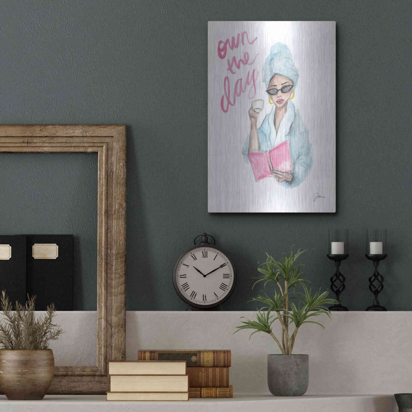 Luxe Metal Art 'Own the Day   ' by Jessica Mingo, Metal Wall Art,12x16