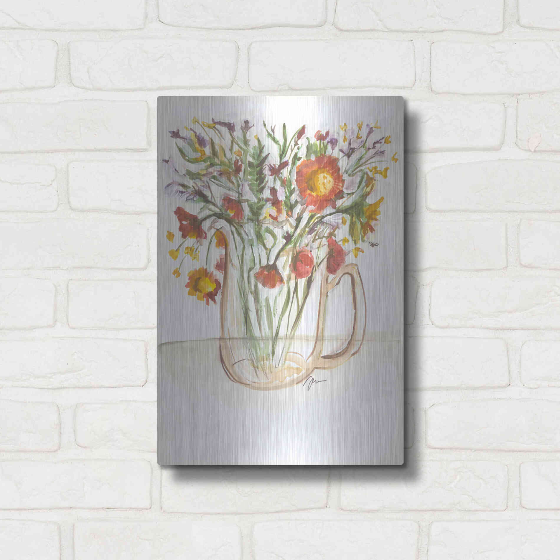 Luxe Metal Art 'Buttermilk Farm Florals' by Jessica Mingo, Metal Wall Art,12x16