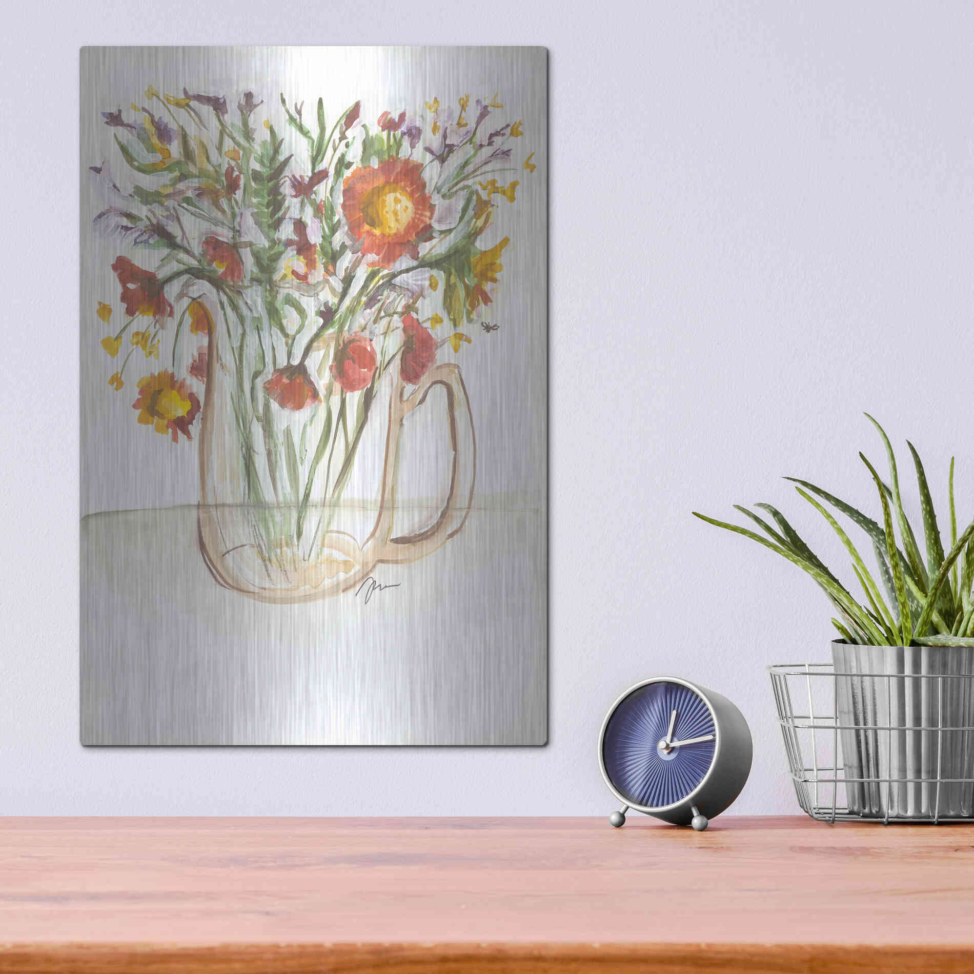 Luxe Metal Art 'Buttermilk Farm Florals' by Jessica Mingo, Metal Wall Art,12x16