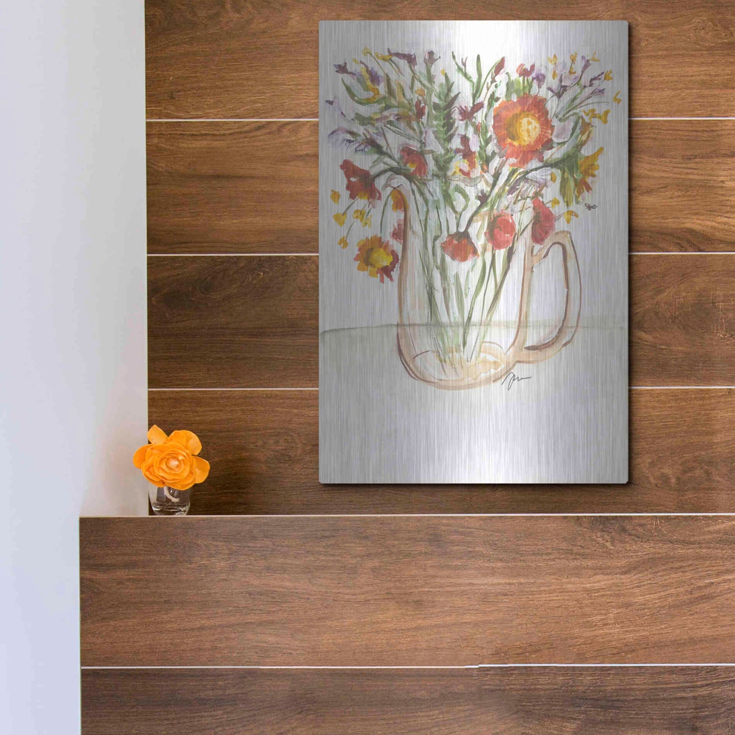 Luxe Metal Art 'Buttermilk Farm Florals' by Jessica Mingo, Metal Wall Art,12x16