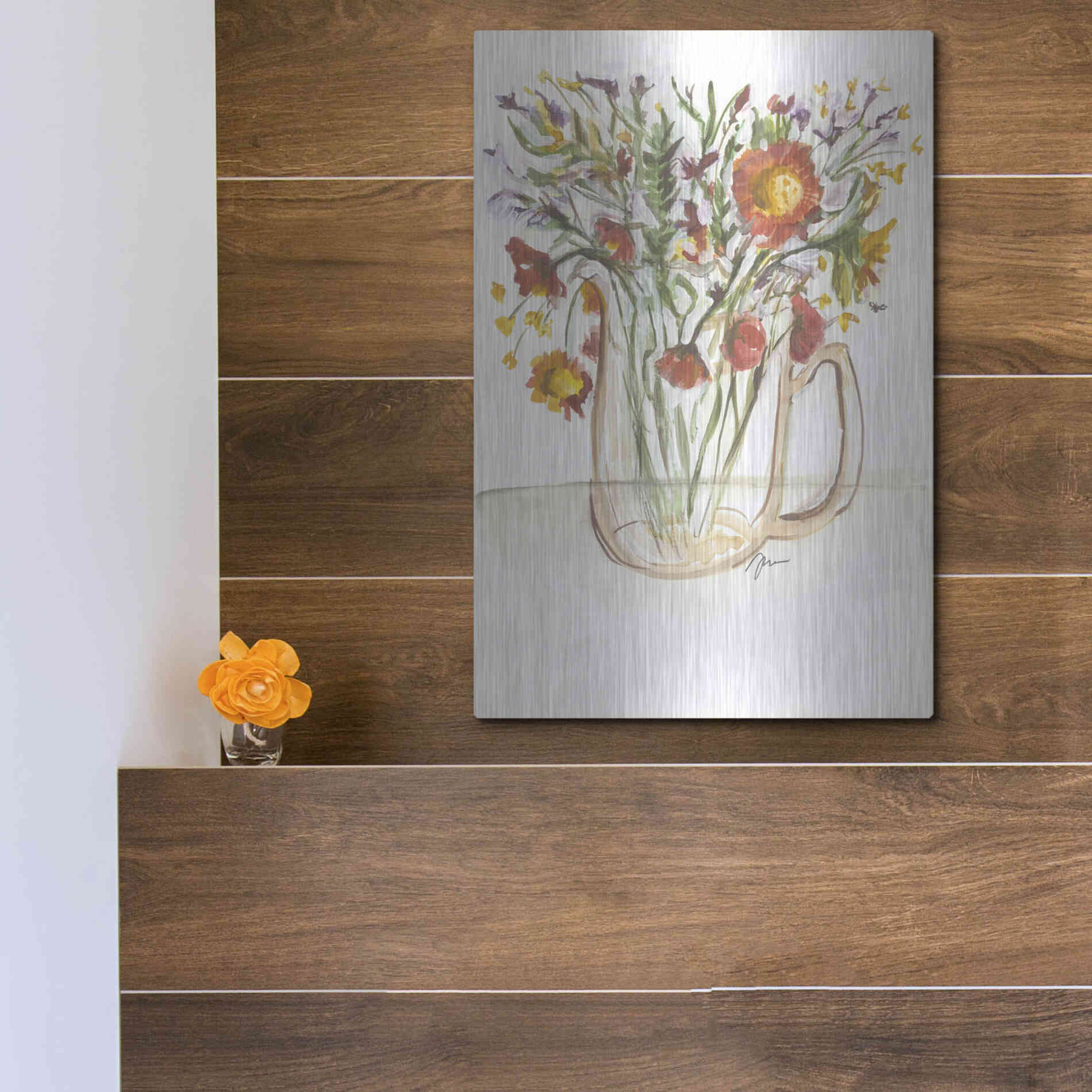 Luxe Metal Art 'Buttermilk Farm Florals' by Jessica Mingo, Metal Wall Art,12x16