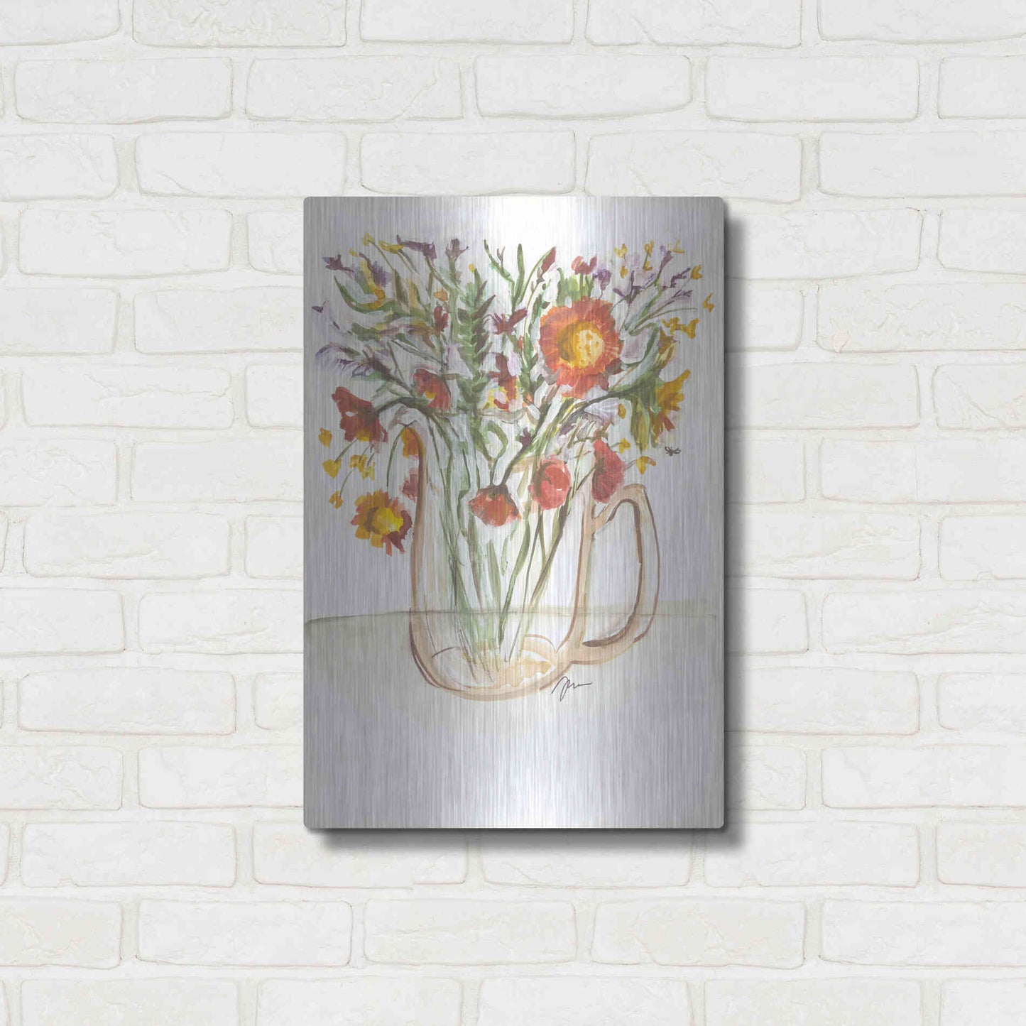 Luxe Metal Art 'Buttermilk Farm Florals' by Jessica Mingo, Metal Wall Art,16x24