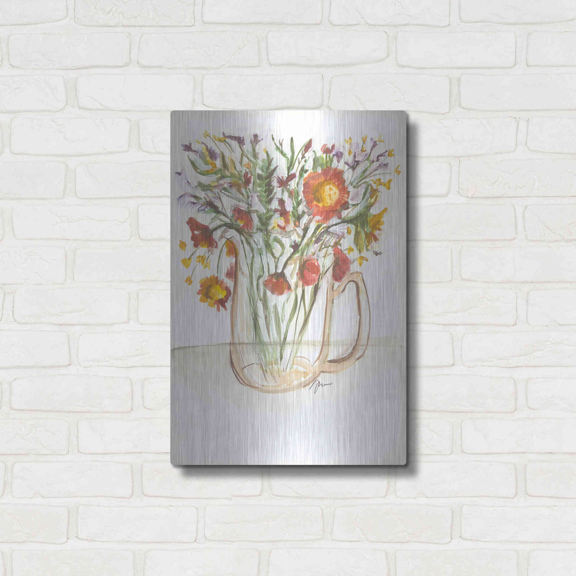 Luxe Metal Art 'Buttermilk Farm Florals' by Jessica Mingo, Metal Wall Art,16x24