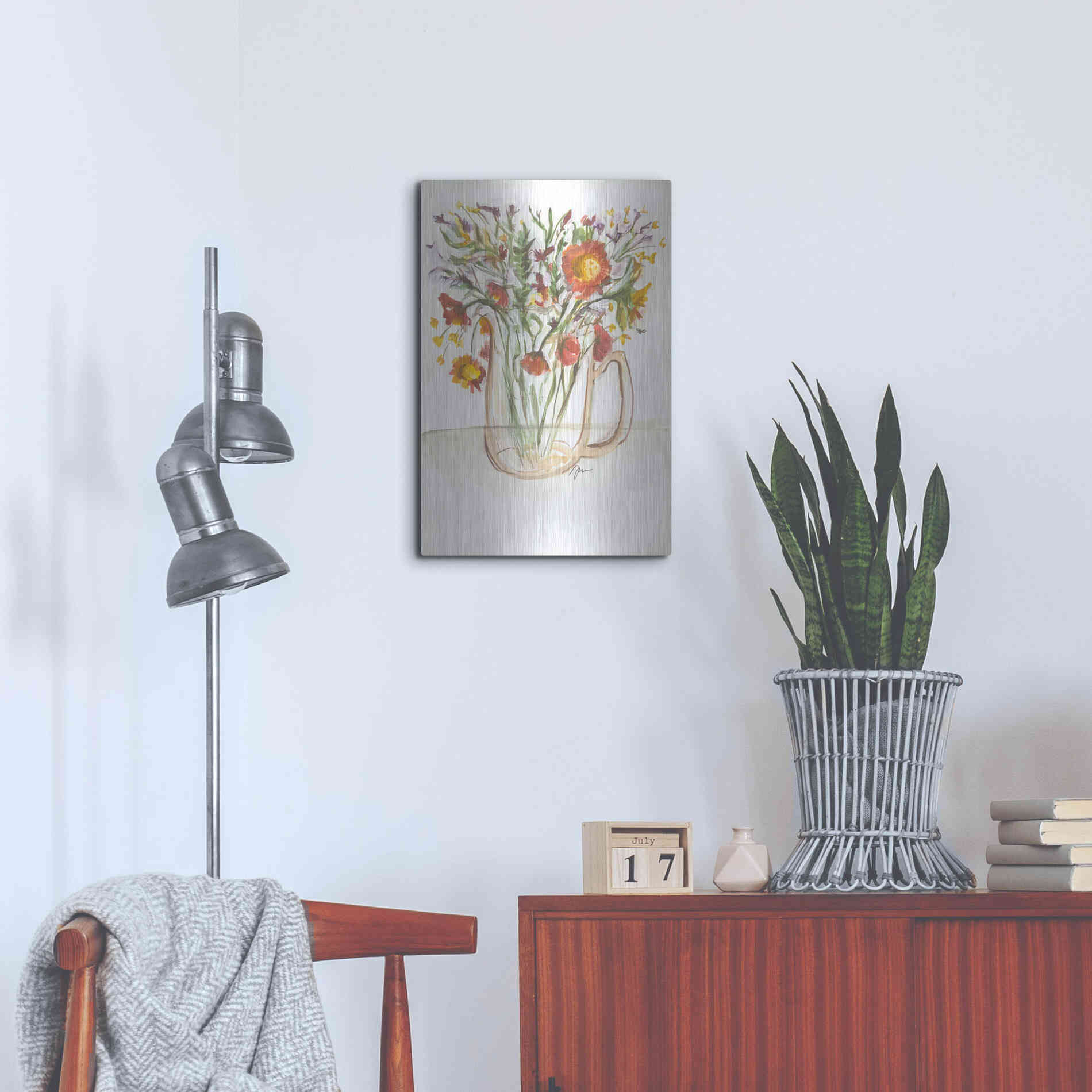Luxe Metal Art 'Buttermilk Farm Florals' by Jessica Mingo, Metal Wall Art,16x24